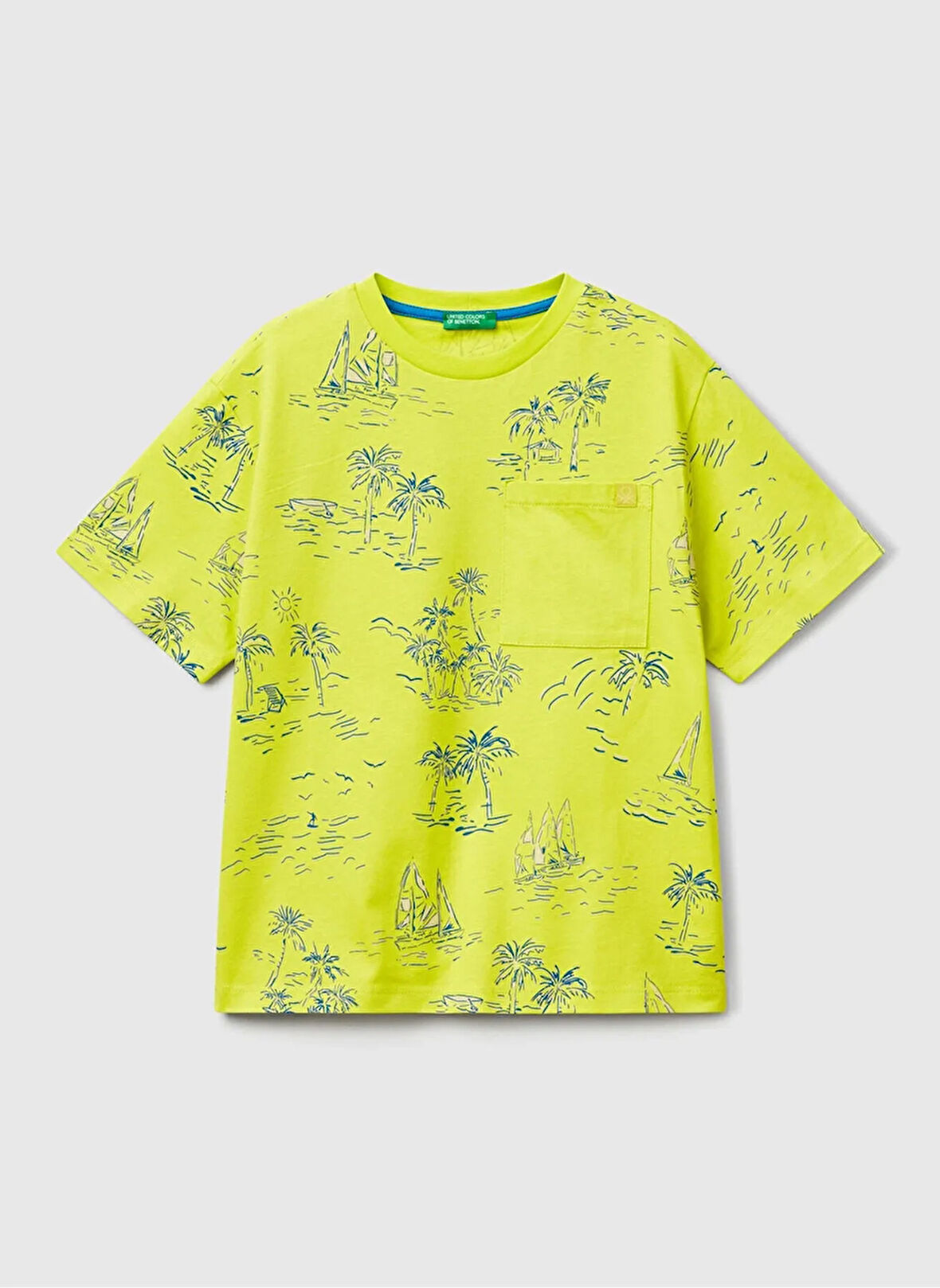 Benetton Baskılı Sarı Erkek Çocuk T-Shirt 3PDQC10PA