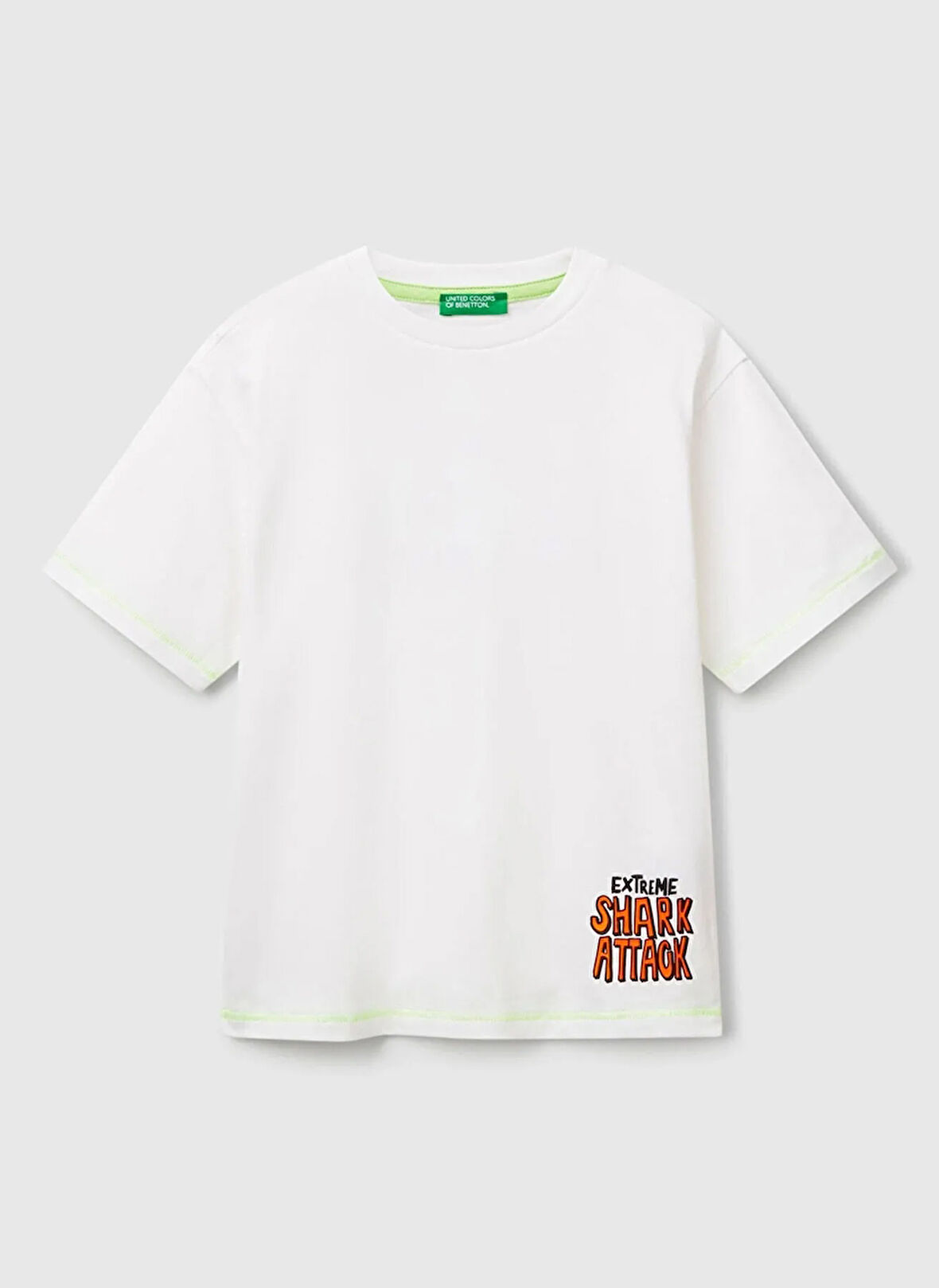 Benetton Baskılı Beyaz Erkek Çocuk T-Shirt 3I1XC10P6