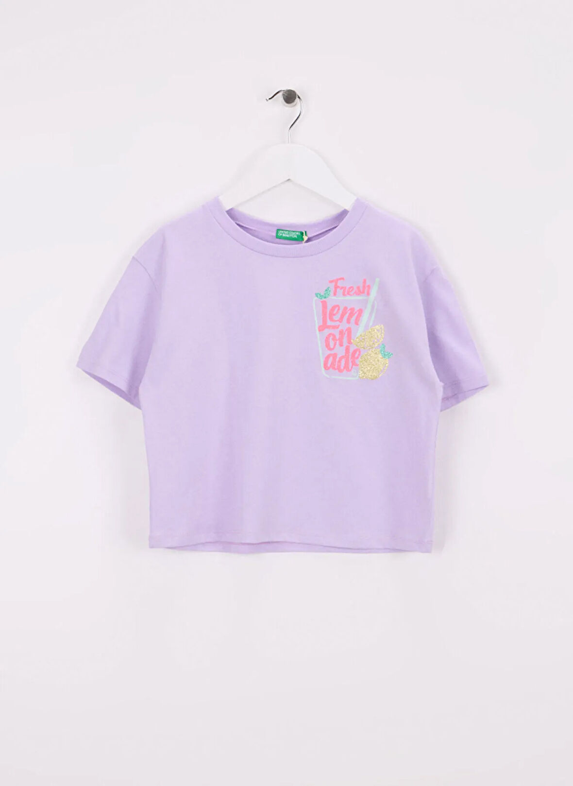 Benetton Baskılı Lila Kız Çocuk T-Shirt 35RYC10OZ
