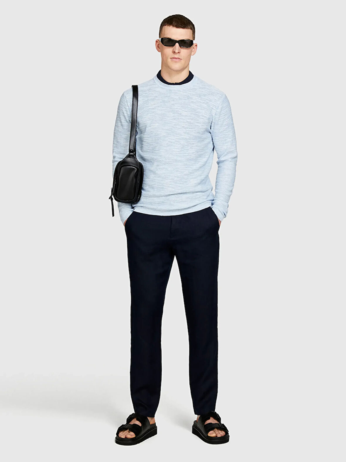 %100 Keten Slim Comfort Fit Pantolon Erkek Lacivert Pantolon - 325P4AGHSF049