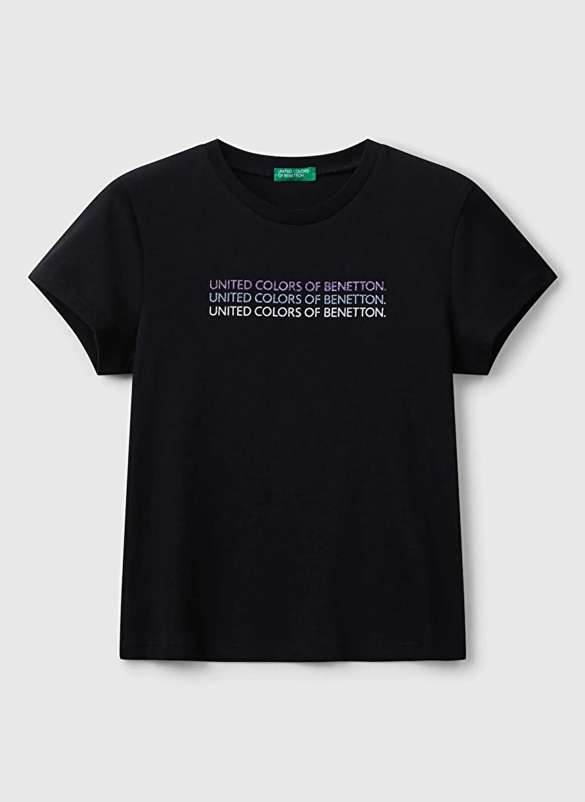 Benetton Baskılı Siyah Kız Çocuk T-Shirt 3I1XC10Q1