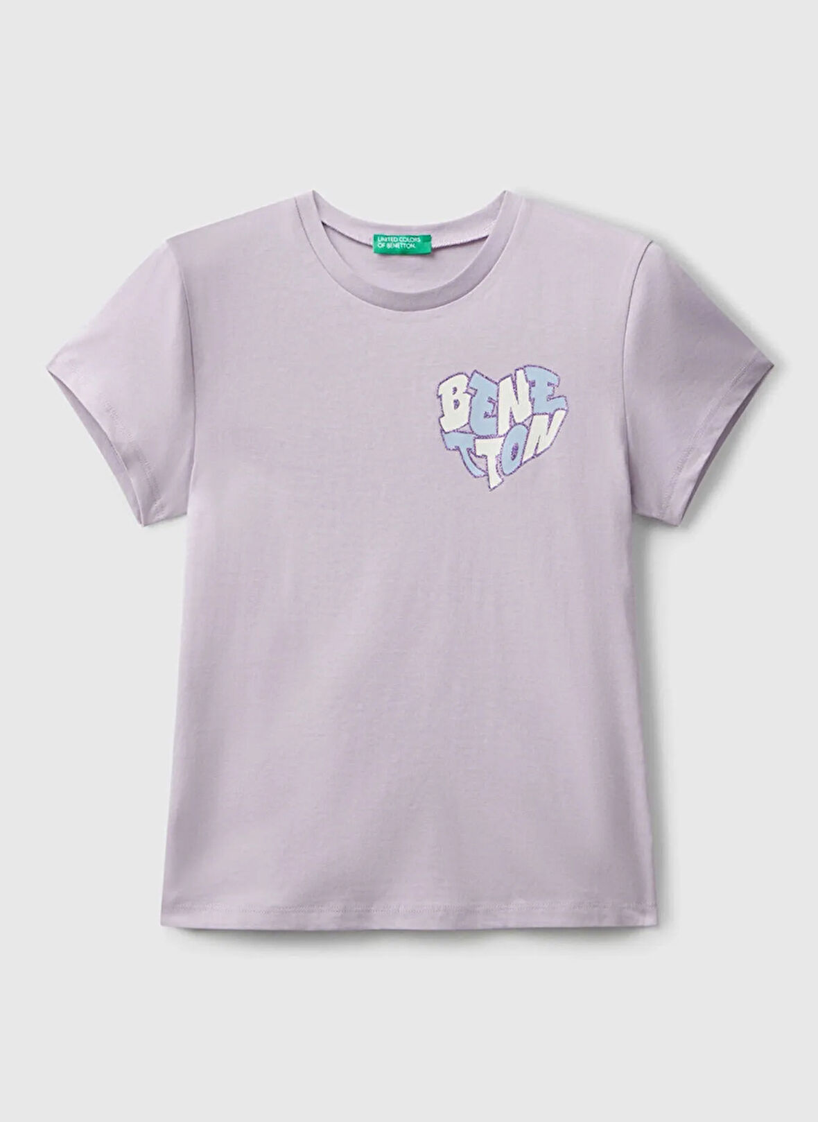 Benetton Baskılı Lila Kız Çocuk T-Shirt 3I1XC10Q1