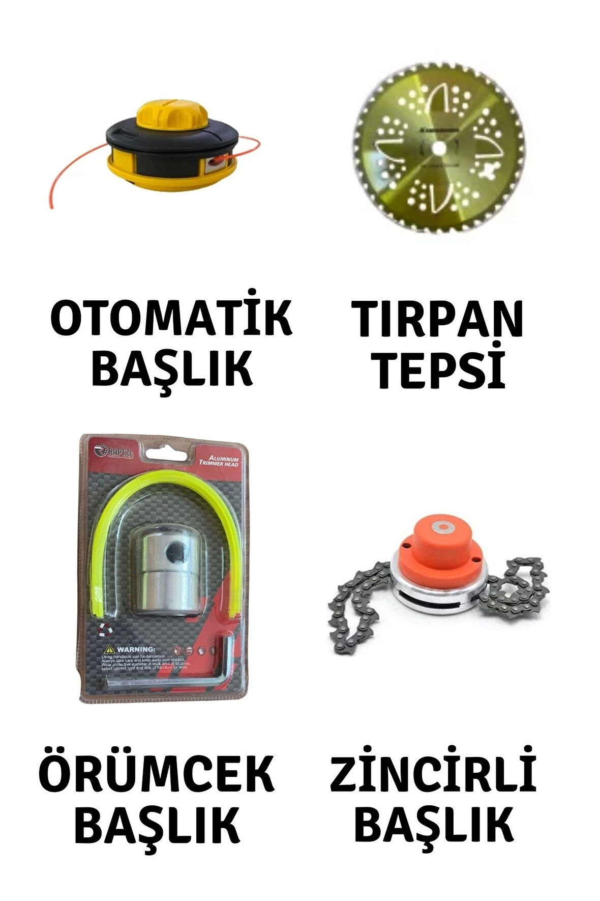 Motorlu Tırpan 4 lü Başlık Seti