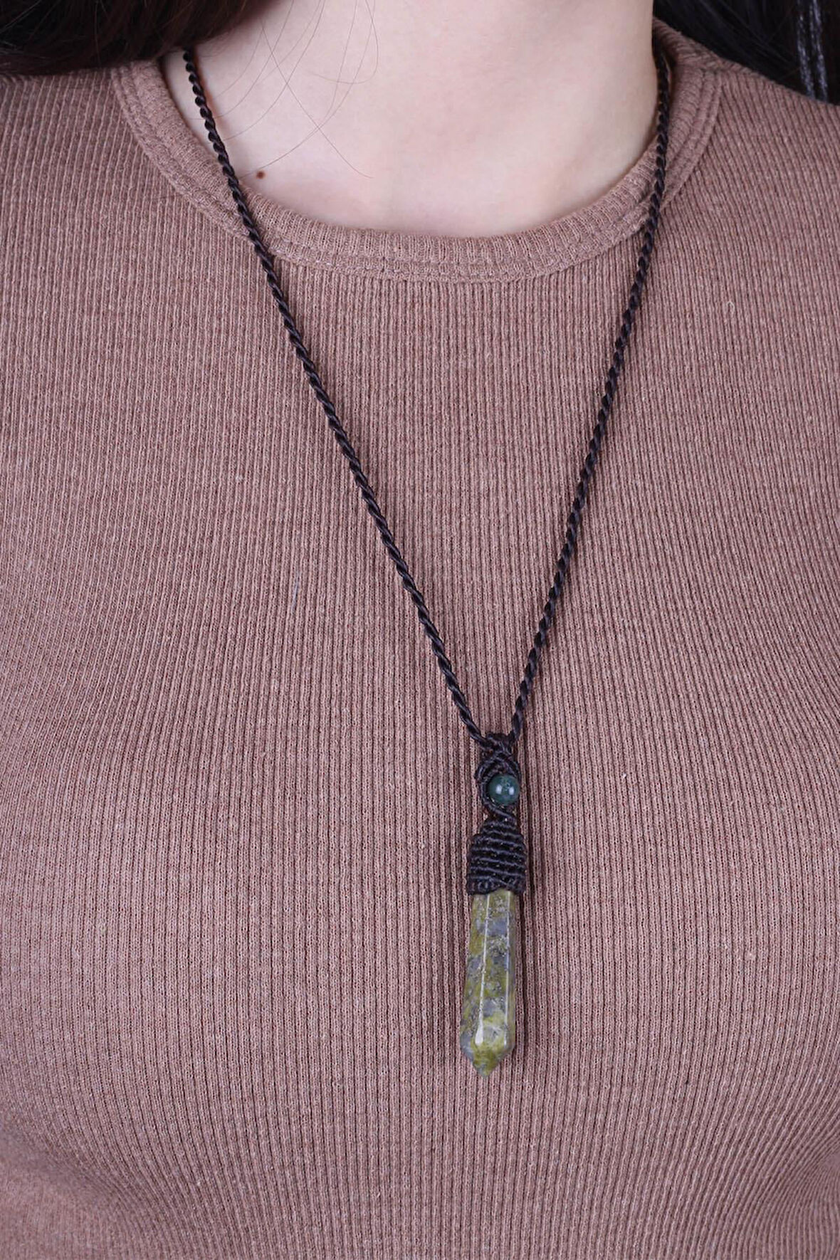 Unakit Taşı Örme Kolye - 200005