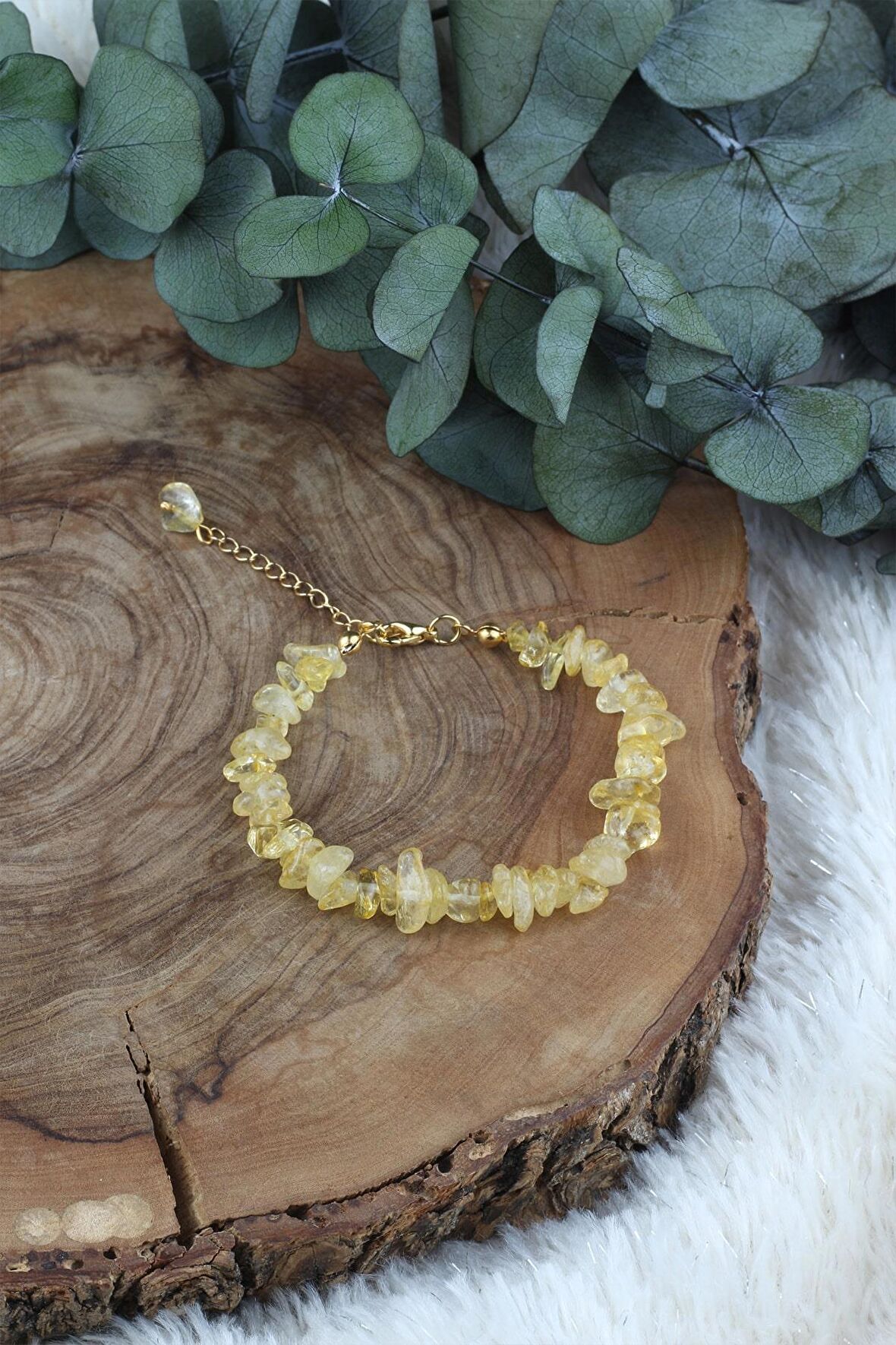 Doğal Sitrin Taşlı Kadın Bileklik - 300185