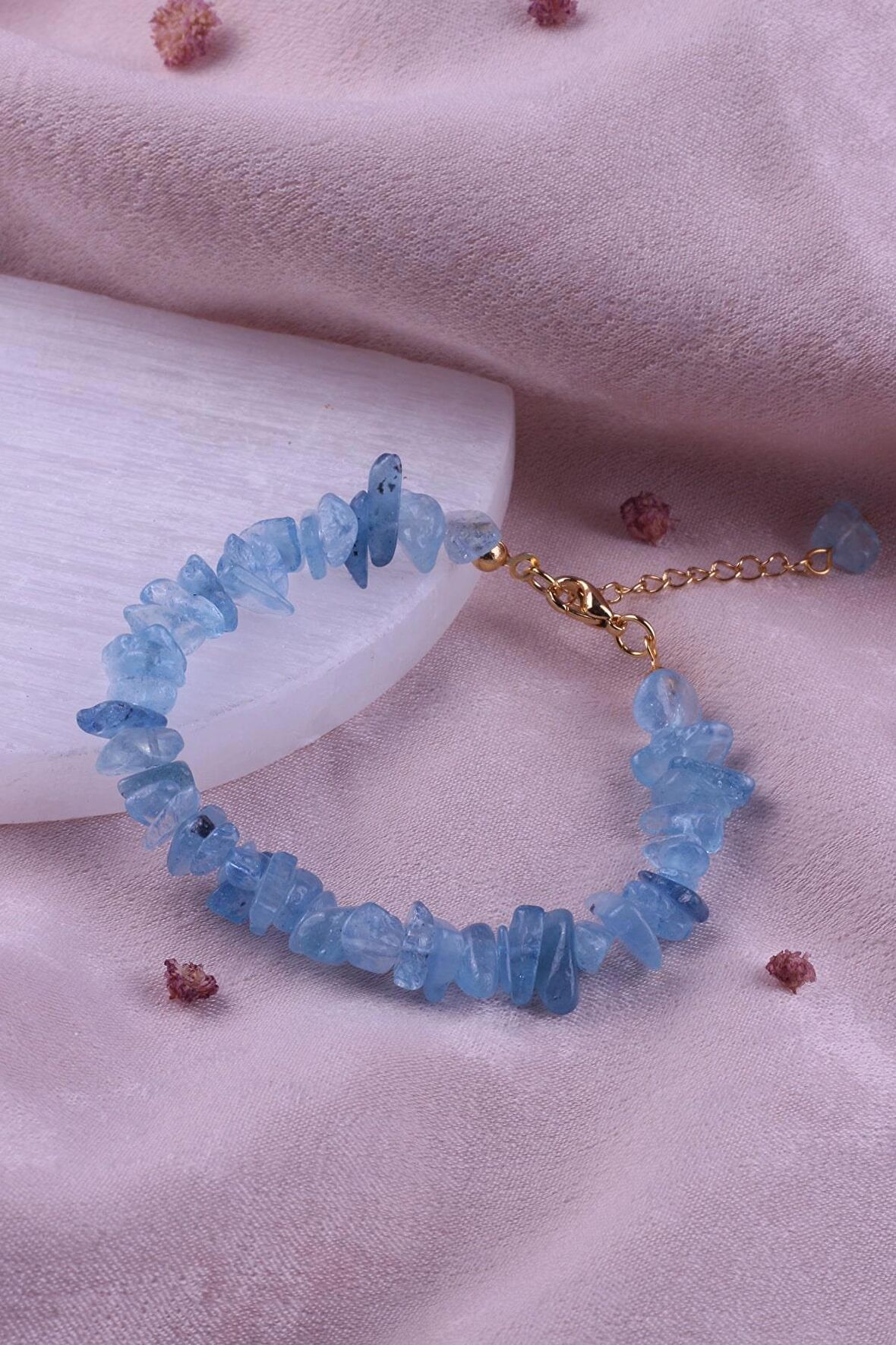 Doğal Akuamarin Taşlı Kadın Bileklik - 300195