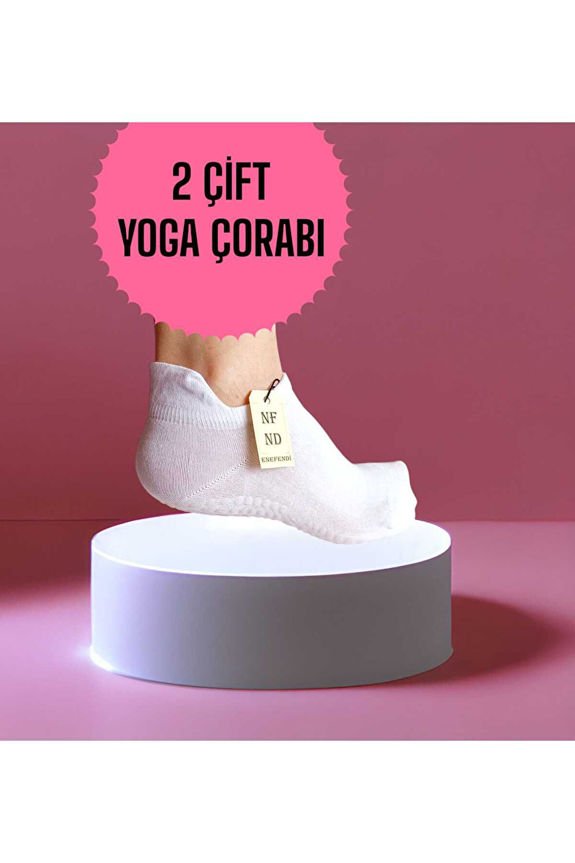 2 ÇİFT YOGA PİLATES TAVAF ÇORABI DİKİŞSİZ KADIN KAYMAZ SİLİKON TABAN PAMUKLU ÇORAP PATİK BİLEK BEYAZ
