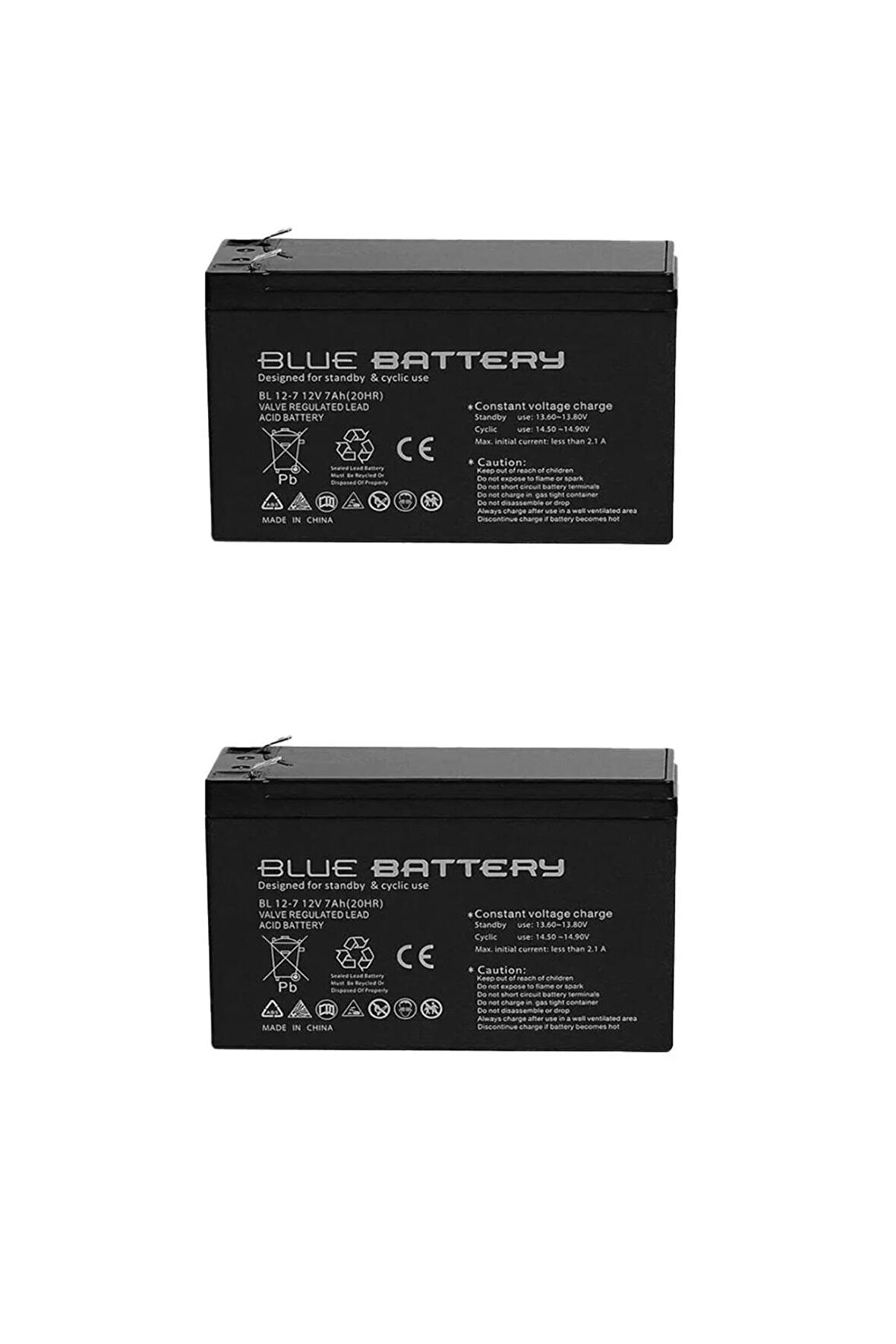 2 Adet Blue Battery 12v 7ah- Bakımsız Kuru Akü 2024 Haziran Üretim 12 Volt 7 Amper