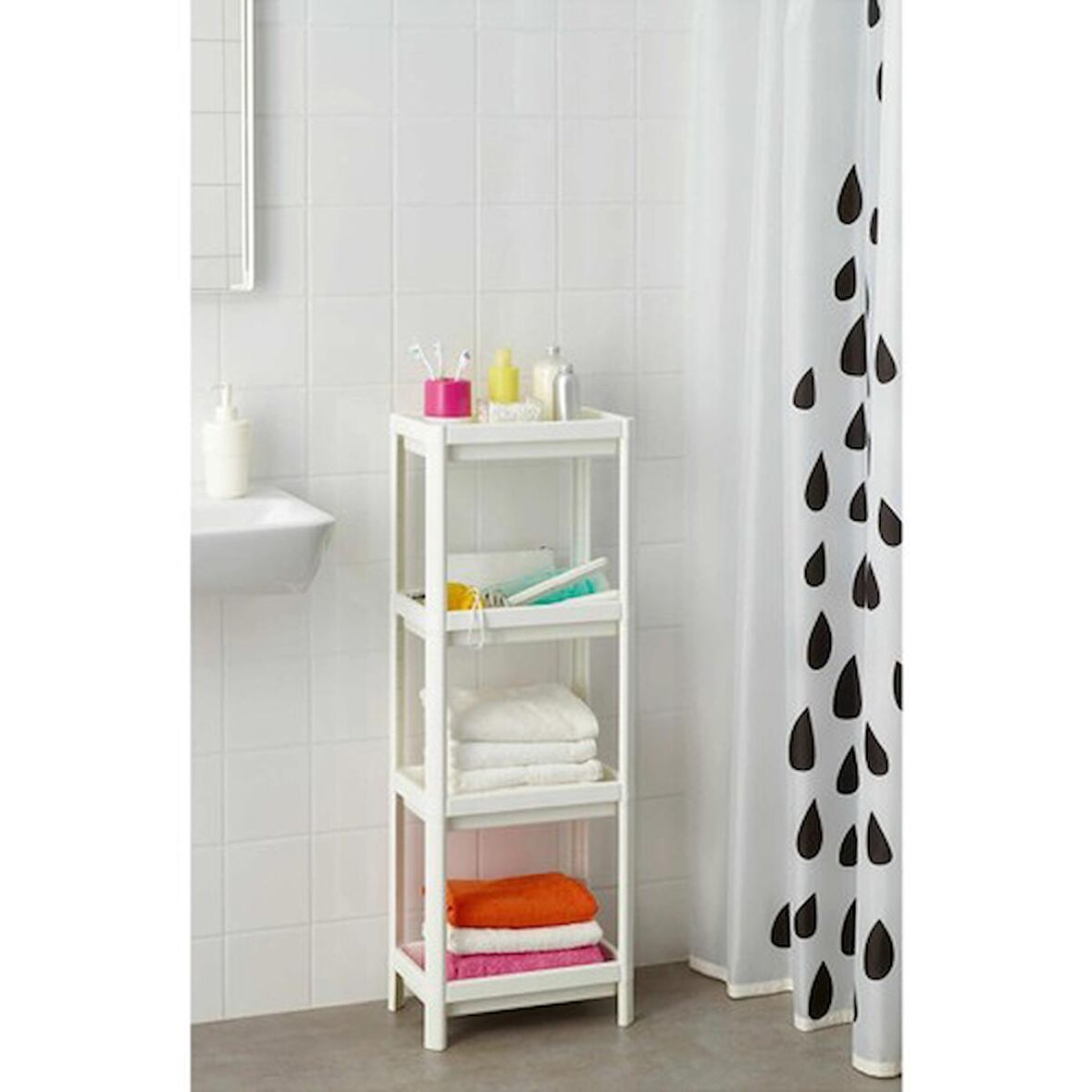 IKEA VESKEN 23x100 cm RAF BANYO DUŞ ŞAMPUAN LİF HAVLU RAFI