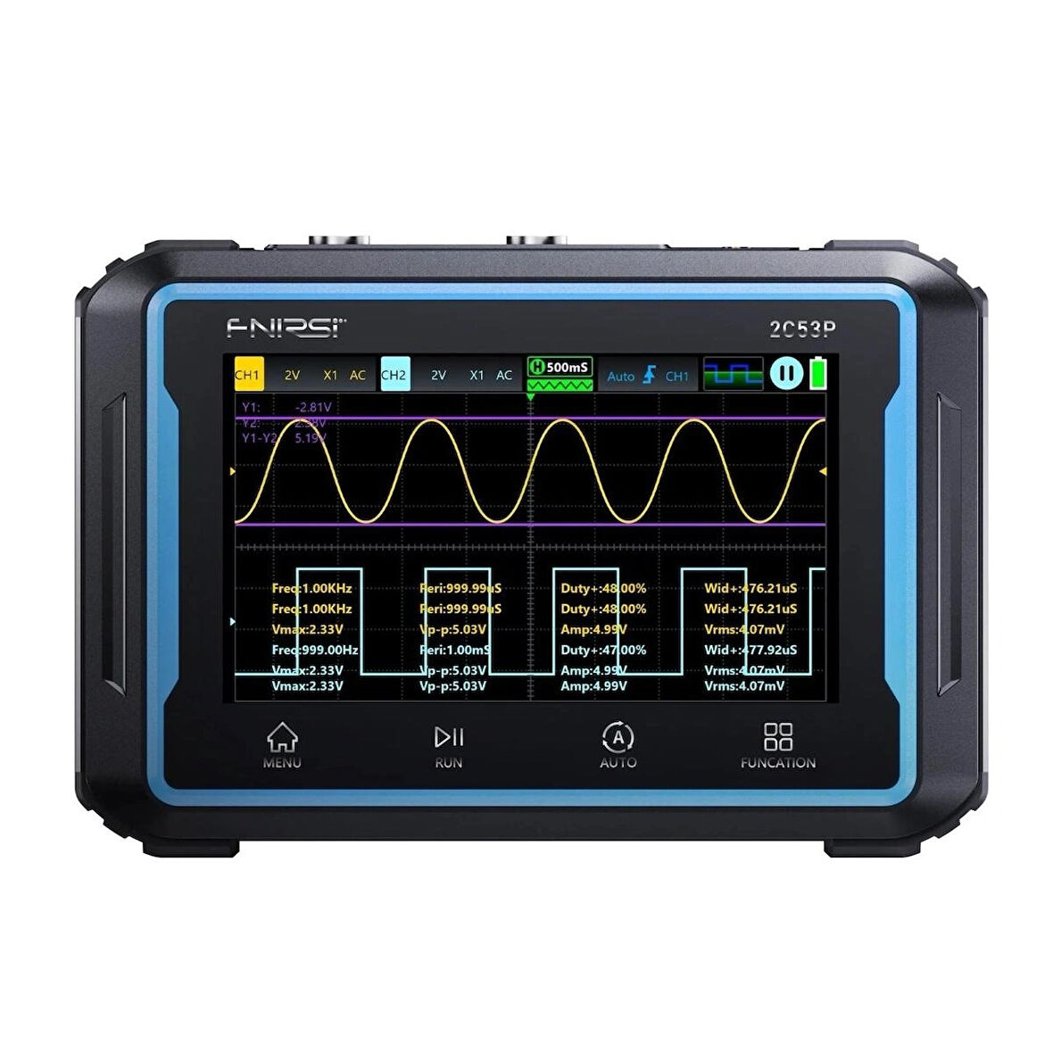 Fnirsi 2C53P 3in1 50MHz 2 Kanal 250MSa/s El Tipi Dijital Tablet Osiloskop & Multimetre & Sinyal Jeneratörü