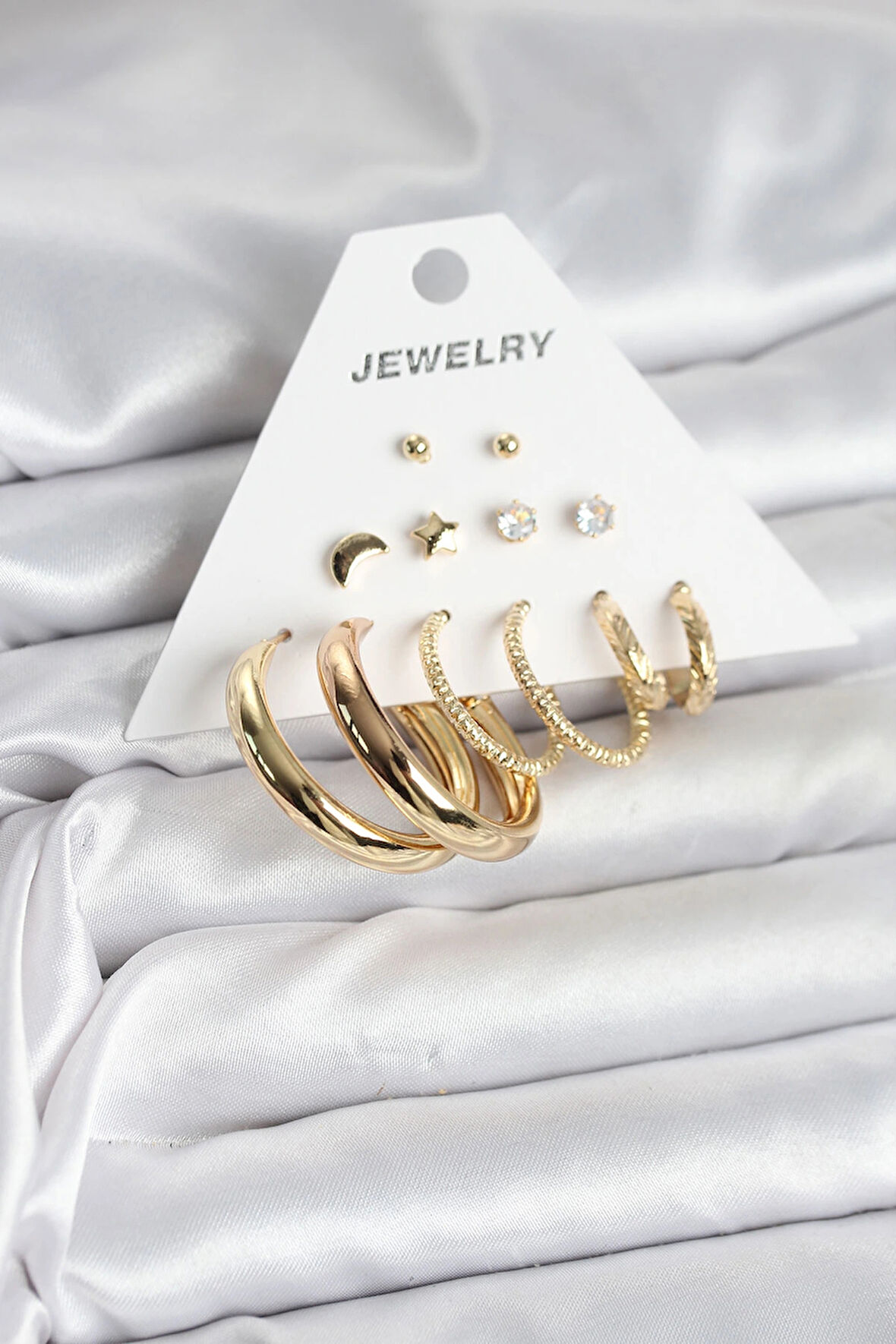 Dodes Dodes Gold Renk 6 Çiftli Pirinç Kadın Küpe Seti TG27BKP11323