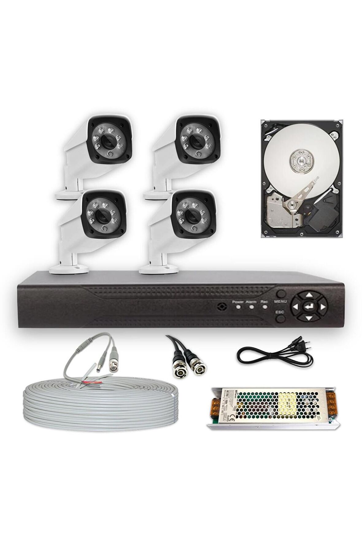 Bycam Ahd Süper 4 Kameralı Set 1080p Full Hd 320gb Harddisk