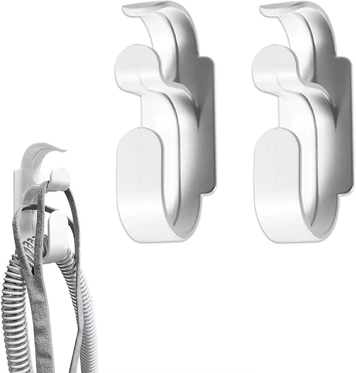 Microcase Sert ABS Plastik Güçlü Plastik Yapışkanlı Banyo Mutfak Eşya Havlu Leğen Askılığı 2 Adet - BEYAZ AL4993