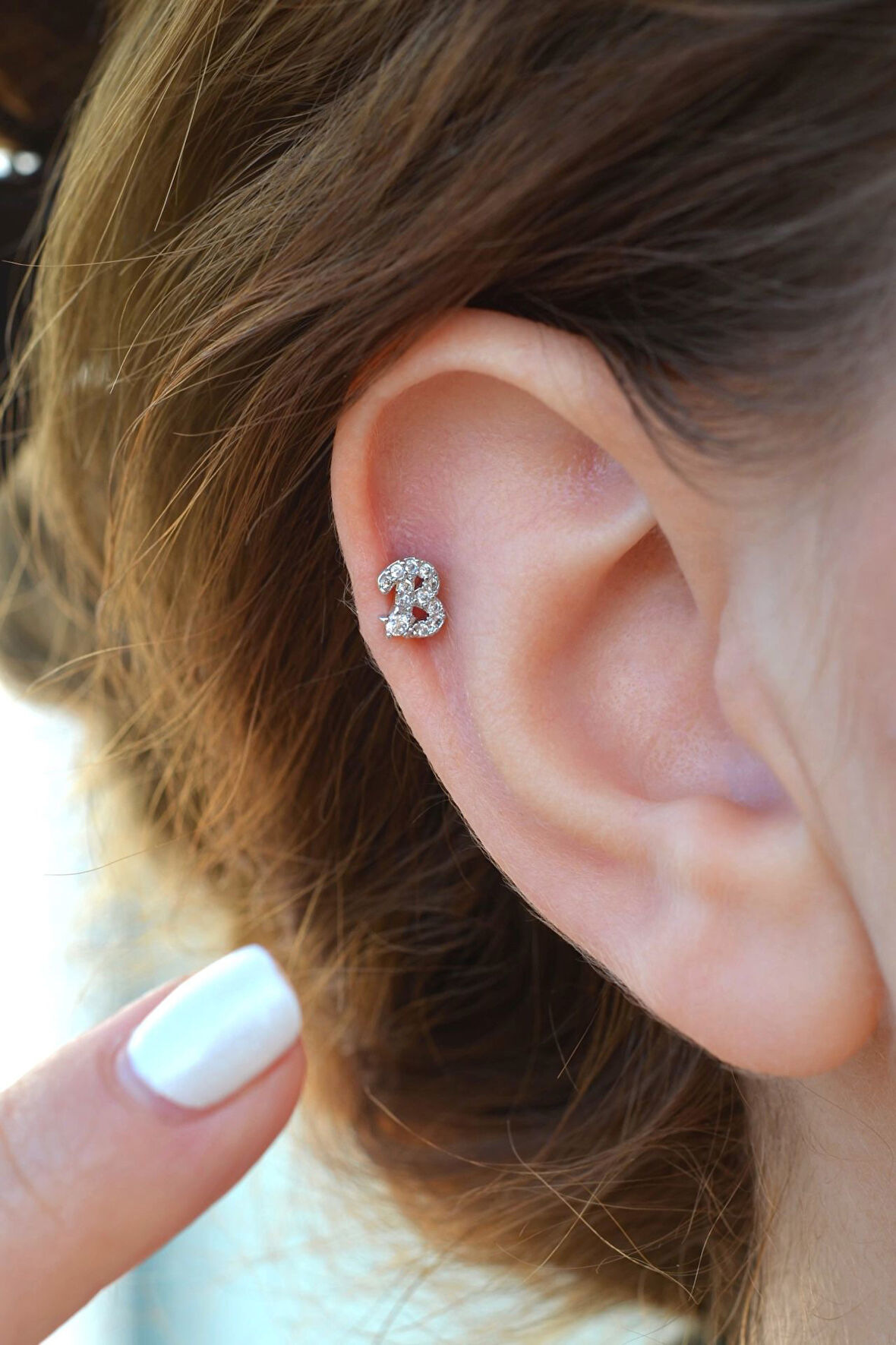 B Harfi Piercing Gümüş Renkli Harf Piercing B