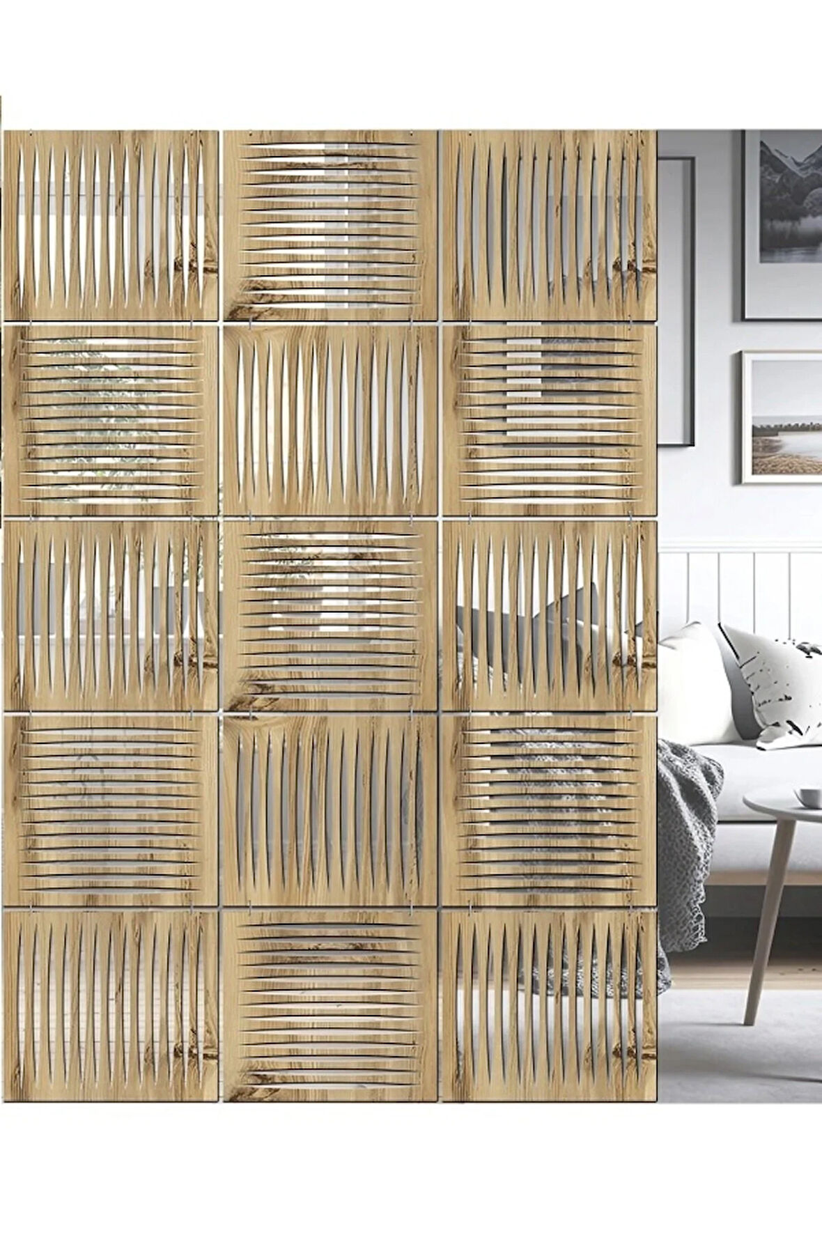 Lazer Kesim Sarkıt Paravan, Ahşap Seperatör, Panel Levha Seti Dekorasyon Ahşap Oda Bölücü seperatör