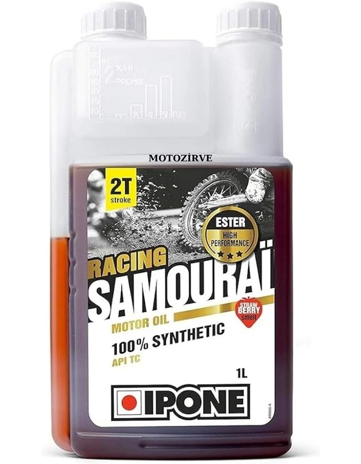 Ipone Samourai Racing  2T Strawberry Çilek Kokulu Esterli %100 Sentetik  Yağ 1 Litre, samurai