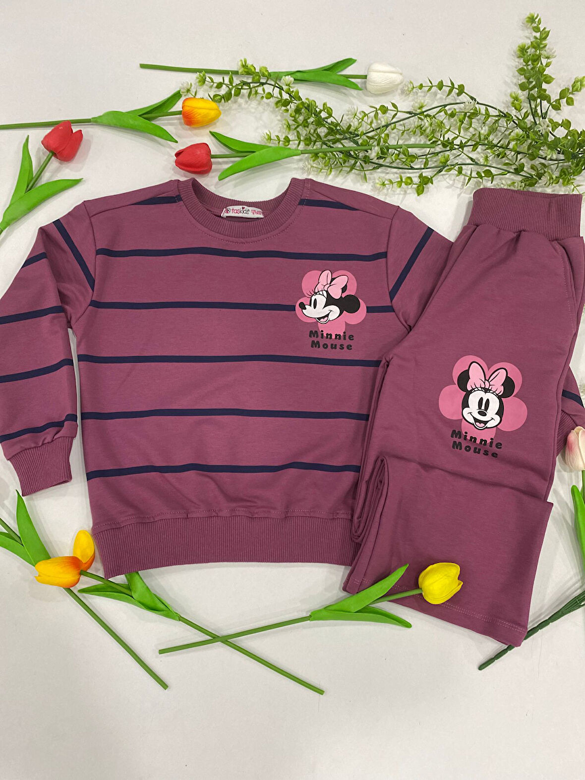 TASKİDS2İ M.Mause 2 İp Kumaş %100 Pamuk Kız Çocuk Eşofman Takımı 6-13 Yaş 31613-31669