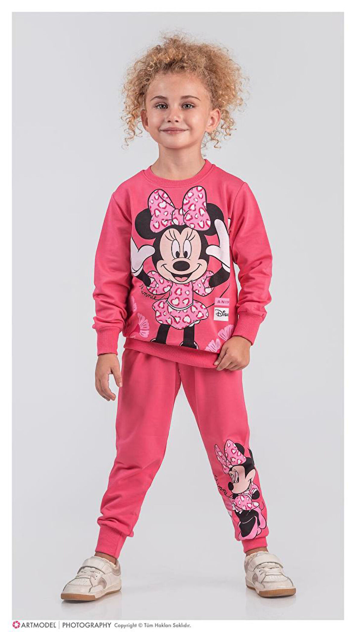 PJK2İ Minnie Mause Desenli 2 İp %100 Pamuk Kız Çocuk Eşofman Takımı 3-10 Yaş 8113