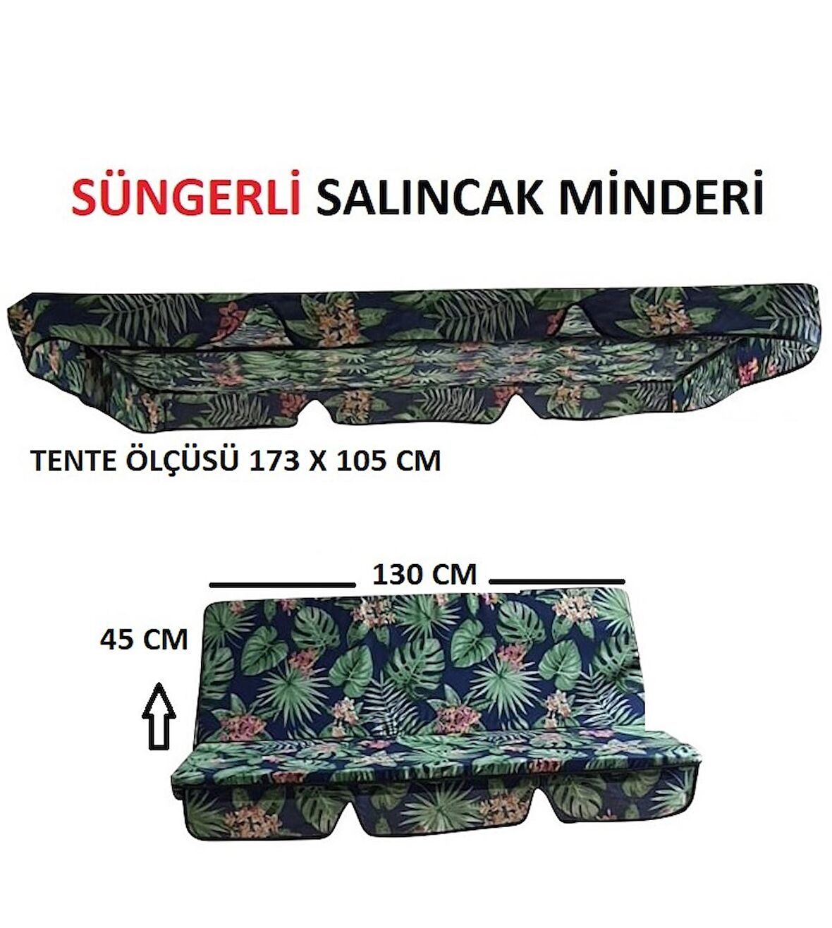 Süngerli  Salıncak Minder Seti Tenteli Bahçe Minderi 2 Kişilik SÜNGERLİ  Yeşil Yaprak