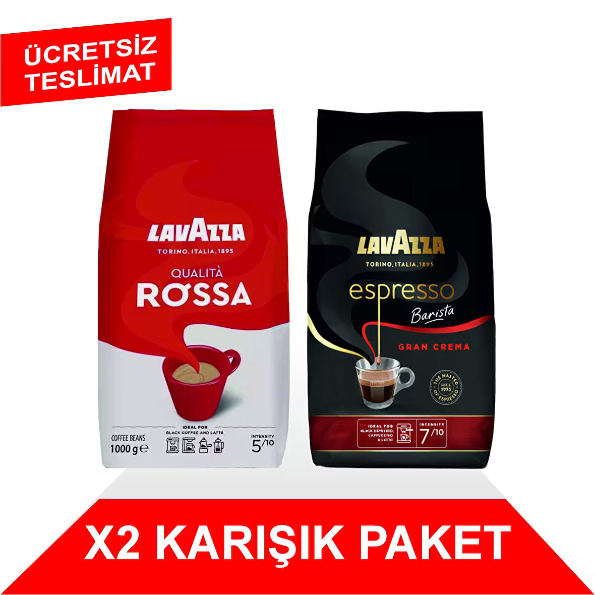 Qualità Rossa + Espresso Barista Gran Crema Çekirdek Kahve (1000gr) 2'Li Paket