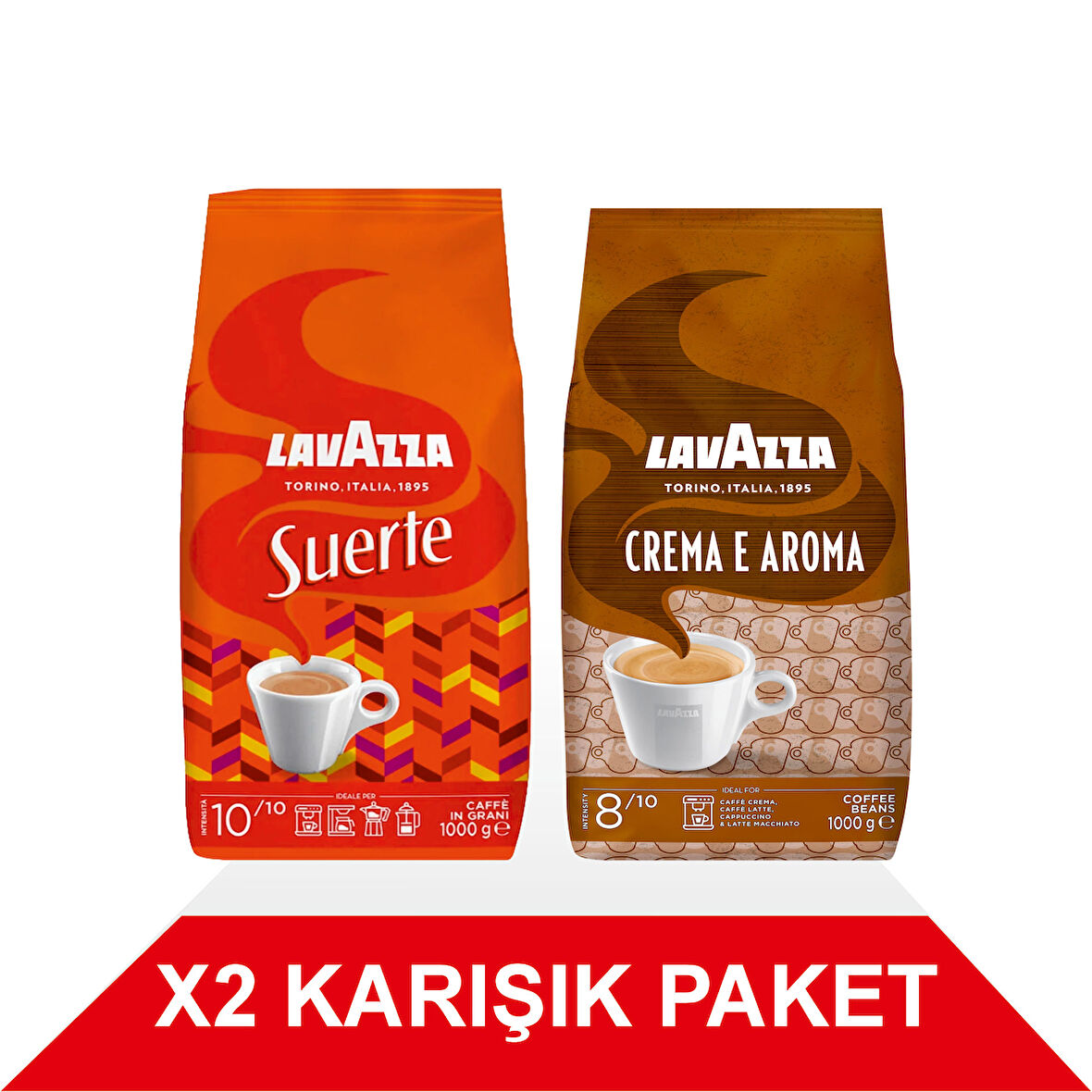 Suerte + Crema E Aroma Çekirdek Kahve (1000gr) 2'Li Paket