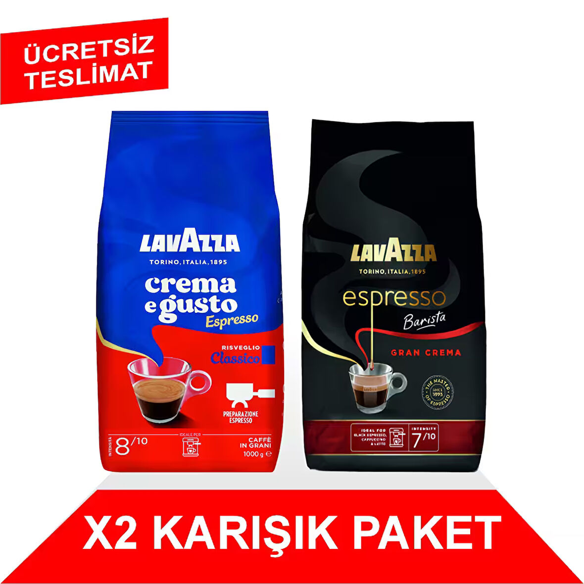 Crema e Gusto Classico + Espresso Barista Gran Crema Çekirdek Kahve (1000gr) 2'Li Paket