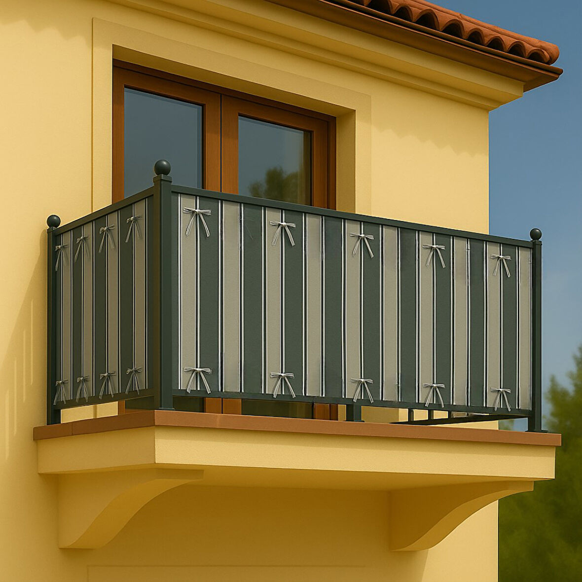 GENCER Home Balkon Perdesi Bağcıklı Ölçü Seçenekli Koyu Gri-Gri