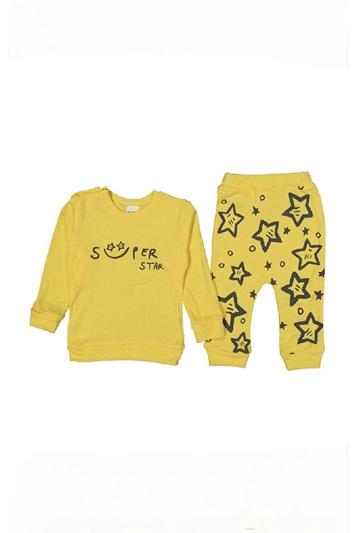Yıldız Baskılı %100 Pamuk Sarı Erkek Çocuk Takım 3003