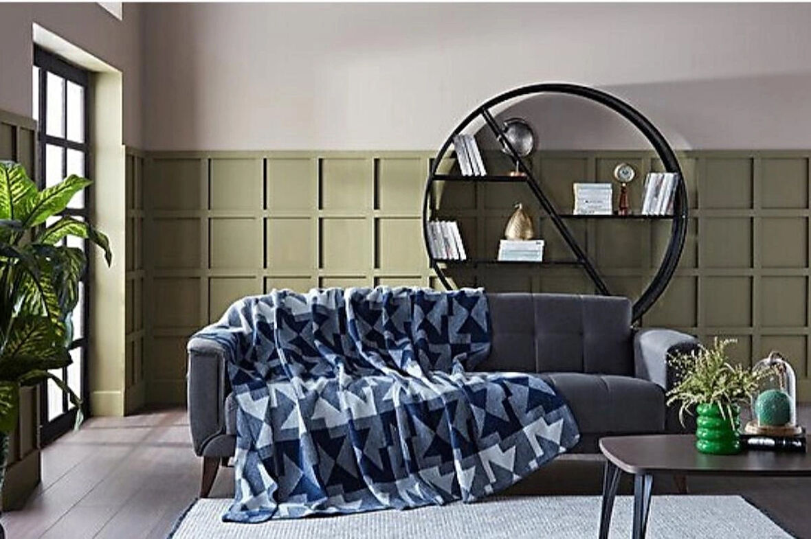 Doqu Home Origami Lacivert Çift Kişilik Battaniye
