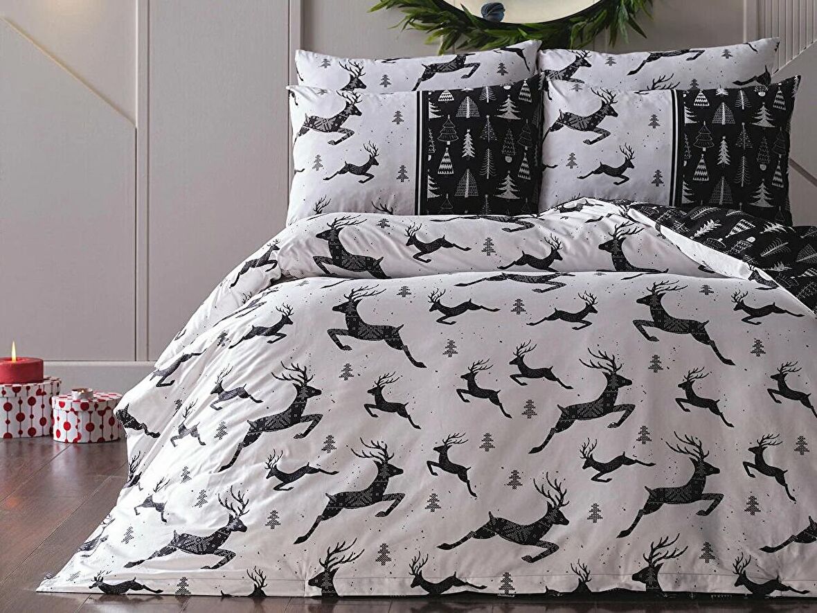 Ranforce New Year Nevresim Takımı Çift King Size - Siyah