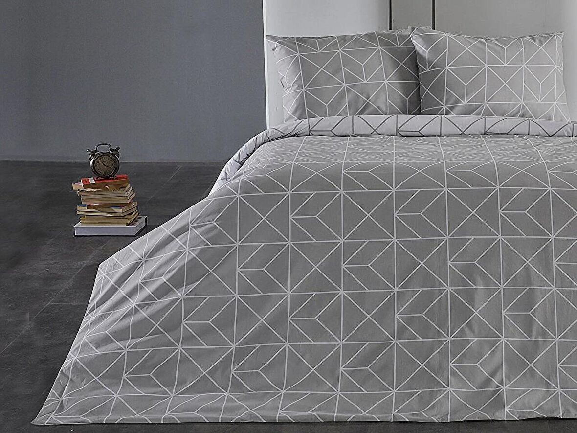 Ranforce Polka Nevresim Takımı Çift King Size - Gri
