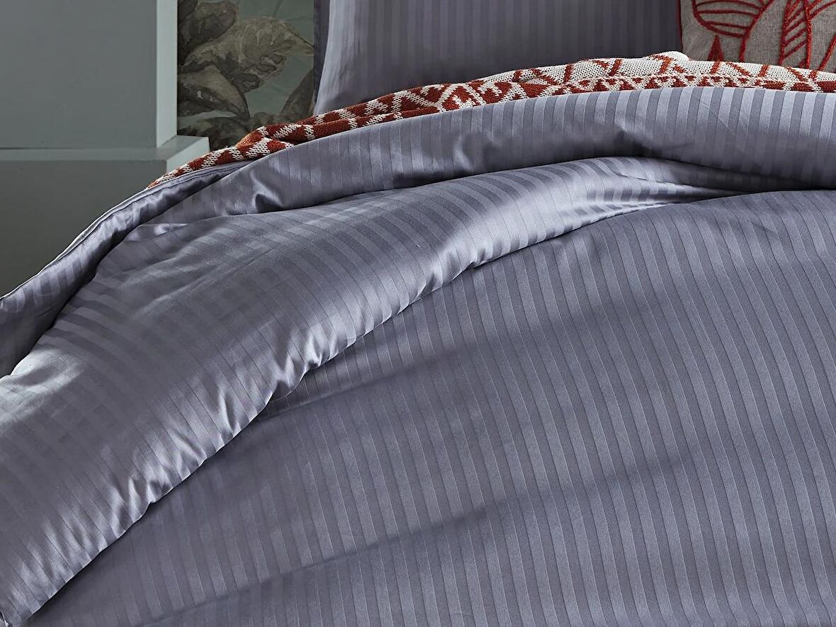 Saten Artline Nevresim Takımı Çift King Size - Gri
