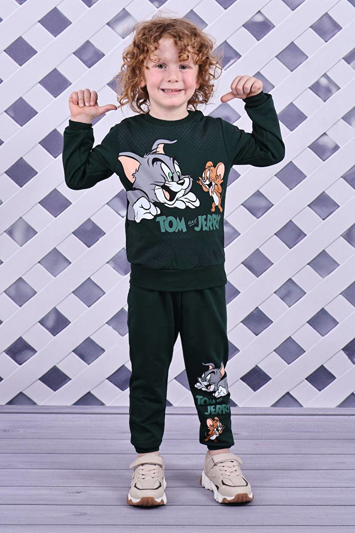 PJK2İ Tom&Jerry Desenli 2 İp %100 Pamuk Erkek Çocuk Eşofman Takımı 3-10 Yaş 8129