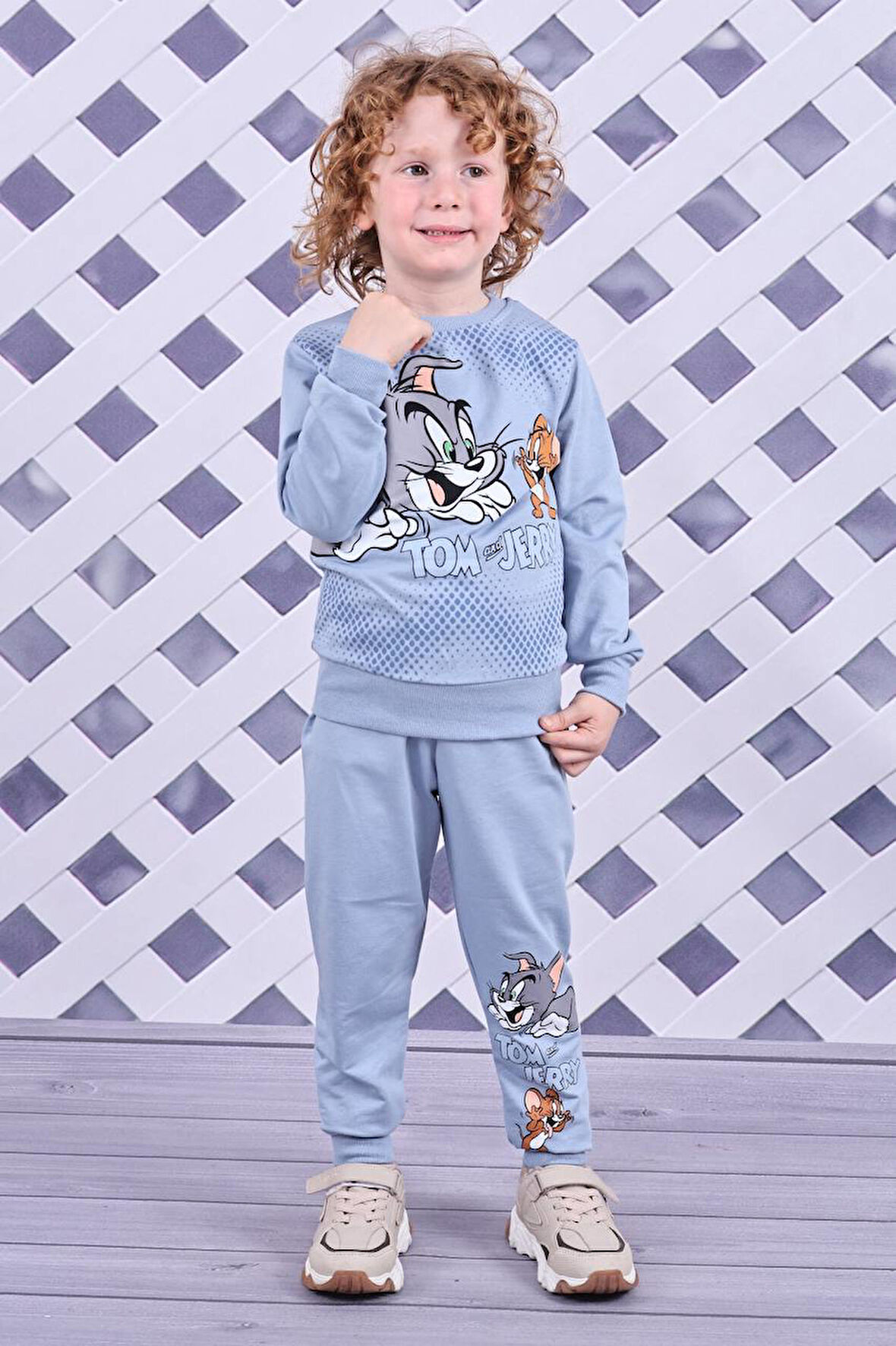 PJK2İ Tom&Jerry Desenli 2 İp %100 Pamuk Erkek Çocuk Eşofman Takımı 3-10 Yaş 8129