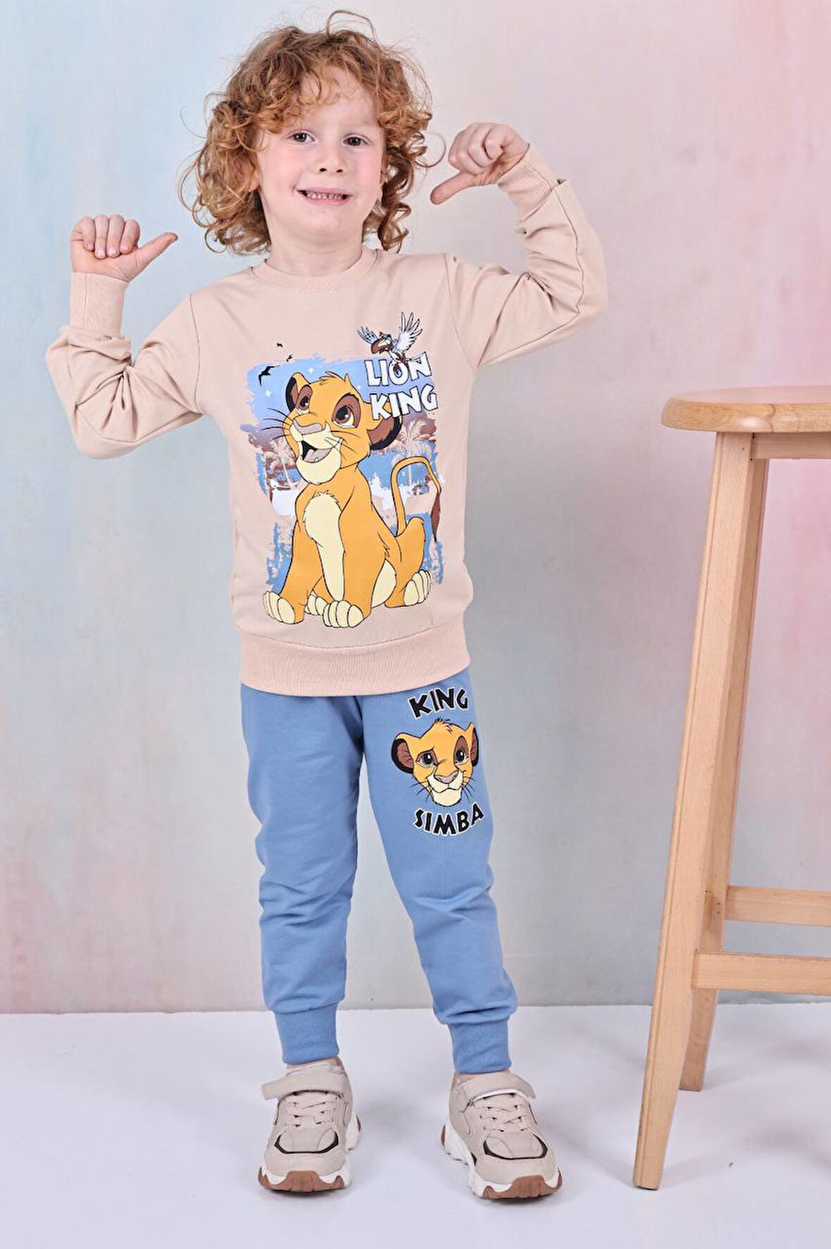 PJK2İ Lion King Desenli 2 İp %100 Pamuk Erkek Çocuk Eşofman Takımı 3-10 Yaş 8182