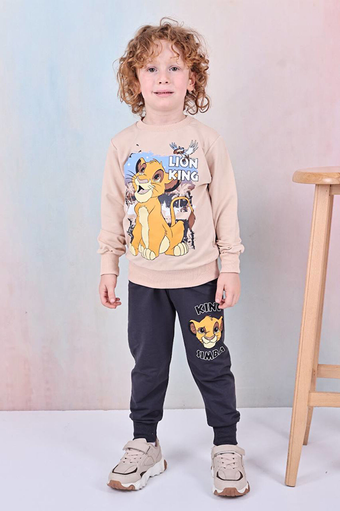 PJK2İ Lion King Desenli 2 İp %100 Pamuk Erkek Çocuk Eşofman Takımı 3-10 Yaş 8182