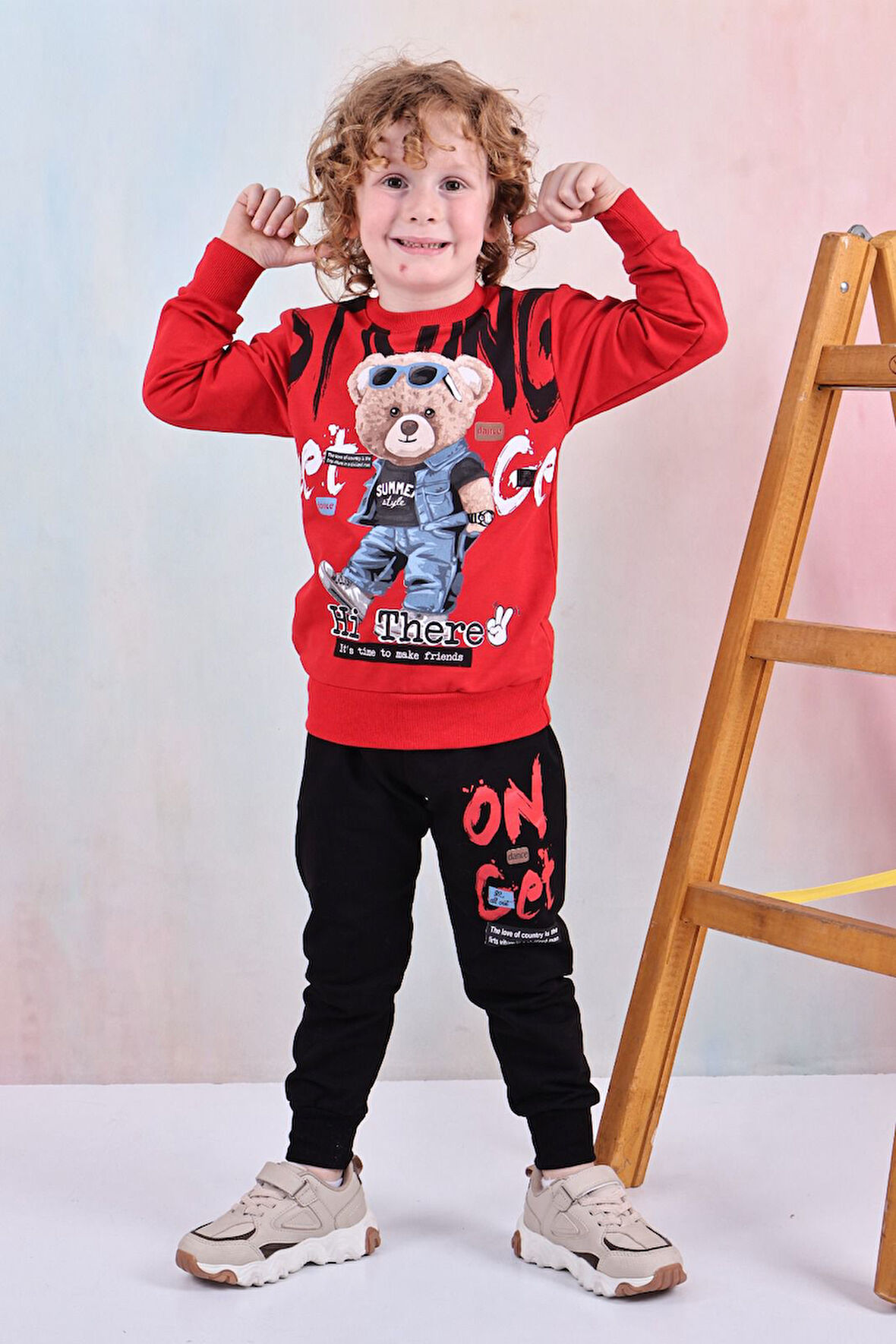 PJK2İ Bear Ayıcık Desenli 2 İp %100 Pamuk Erkek Çocuk Eşofman Takımı 3-10 Yaş 8183