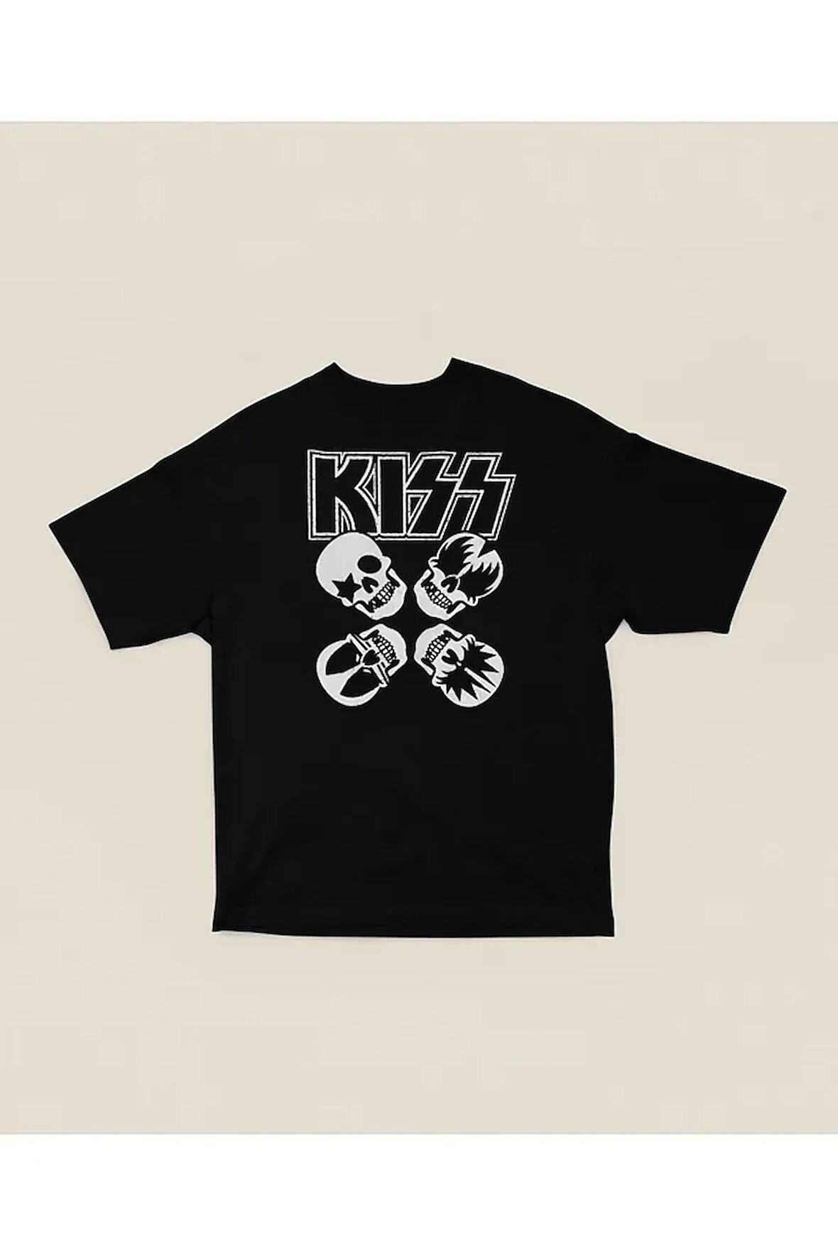 Müzik Grubu Kiss Baskılı Unisex Tişört, Oversize Rock Metal Tişört