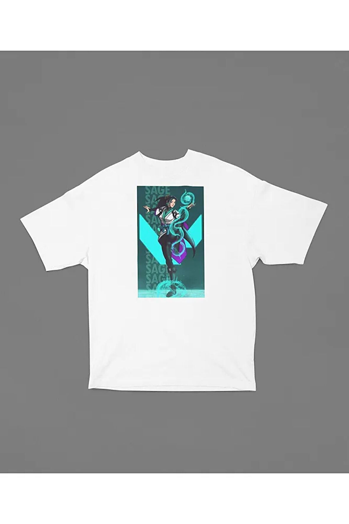 Oyun Karakteri Baskılı Unisex Oversize Sagge Valoorant Tişört