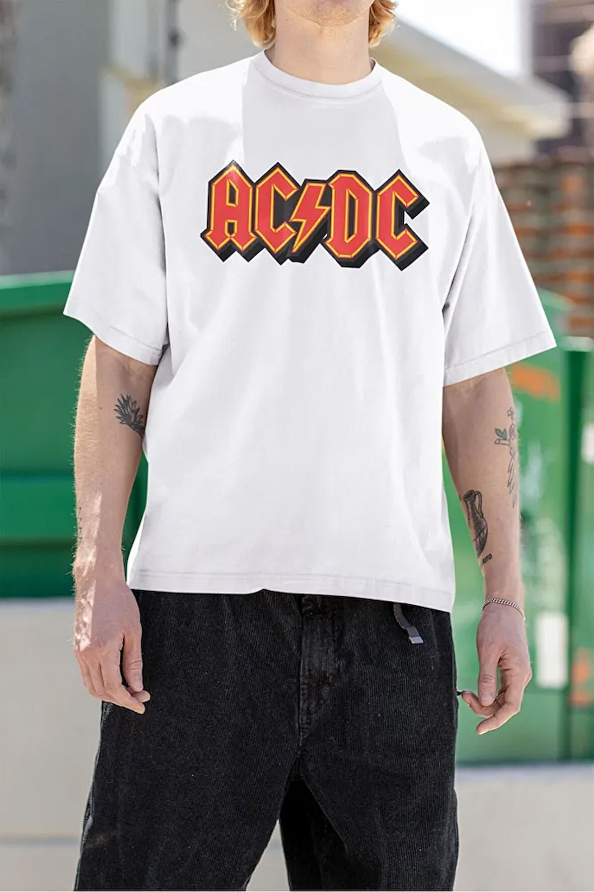 AC DC Grubu İsim Yazılı Unisex Tişört, Oversize Metal Rock Tişört