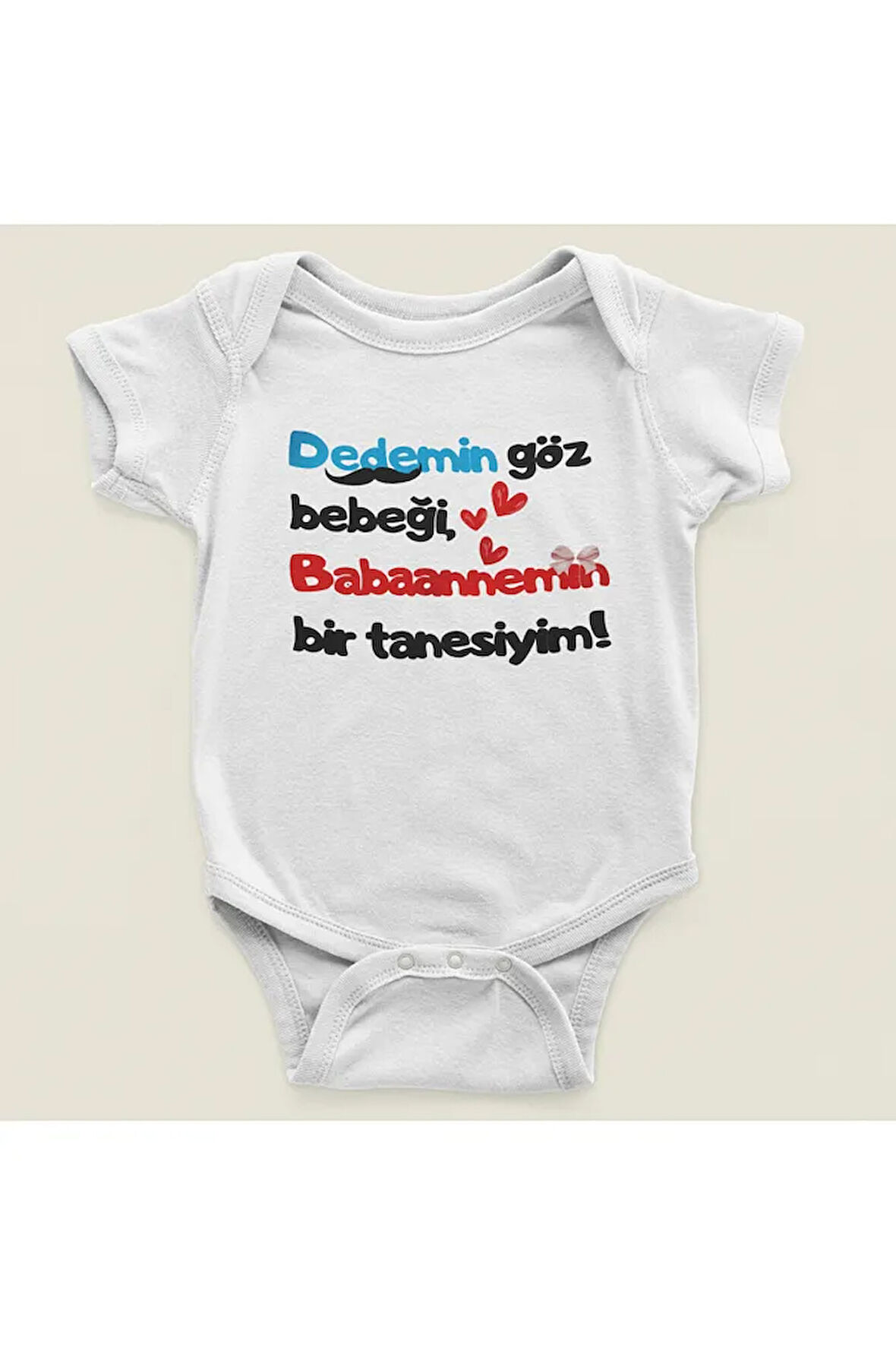 Dedemin Göz Bebeği, Babaannemin Bir Tanesiyim ! Yazılı Pamuklu Yumuşak Unisex Çıtçıtlı Body Zıbın