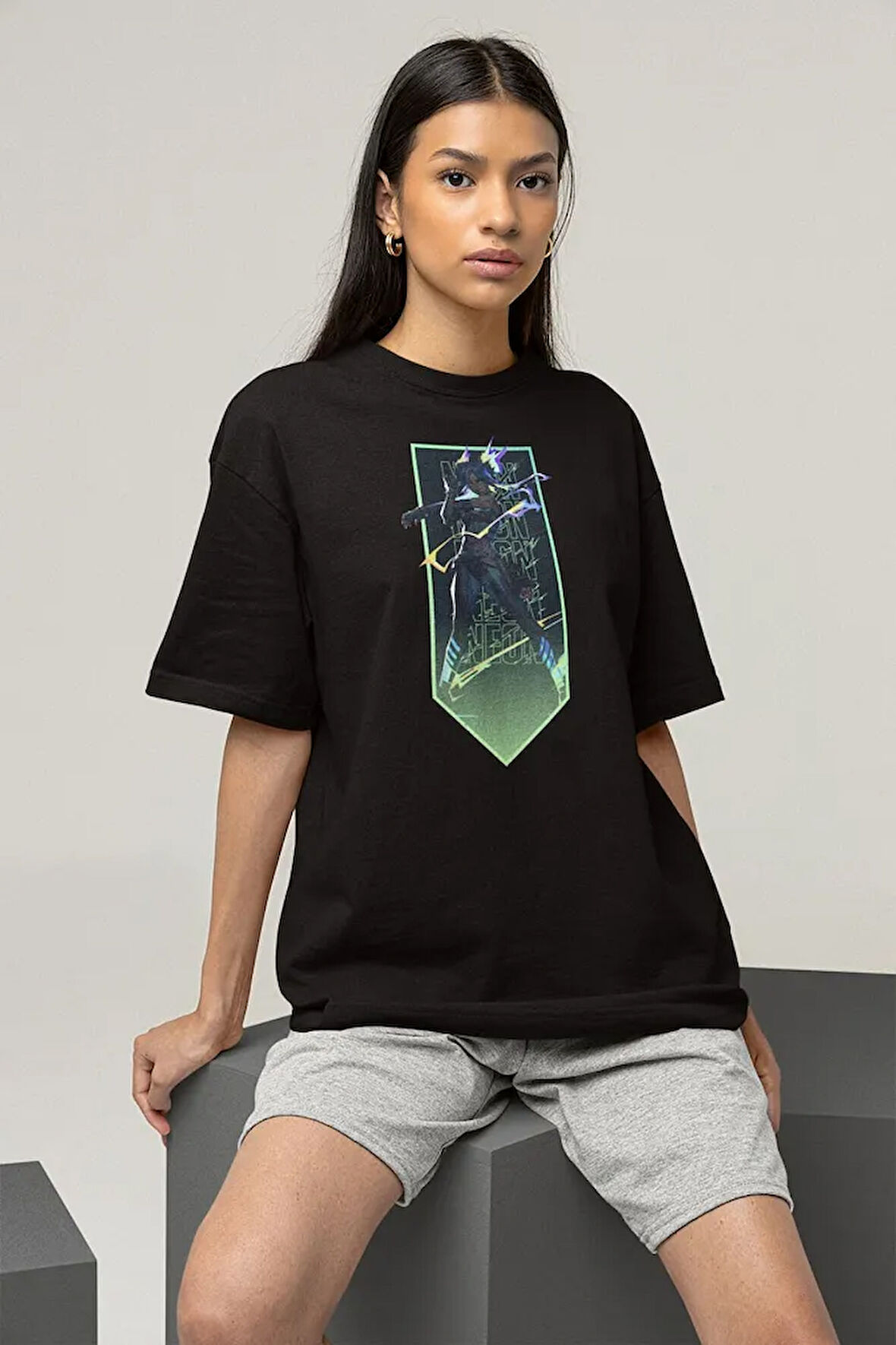 Valorrant Karakter Baskılı Unisex Oversize Neeon Tişört