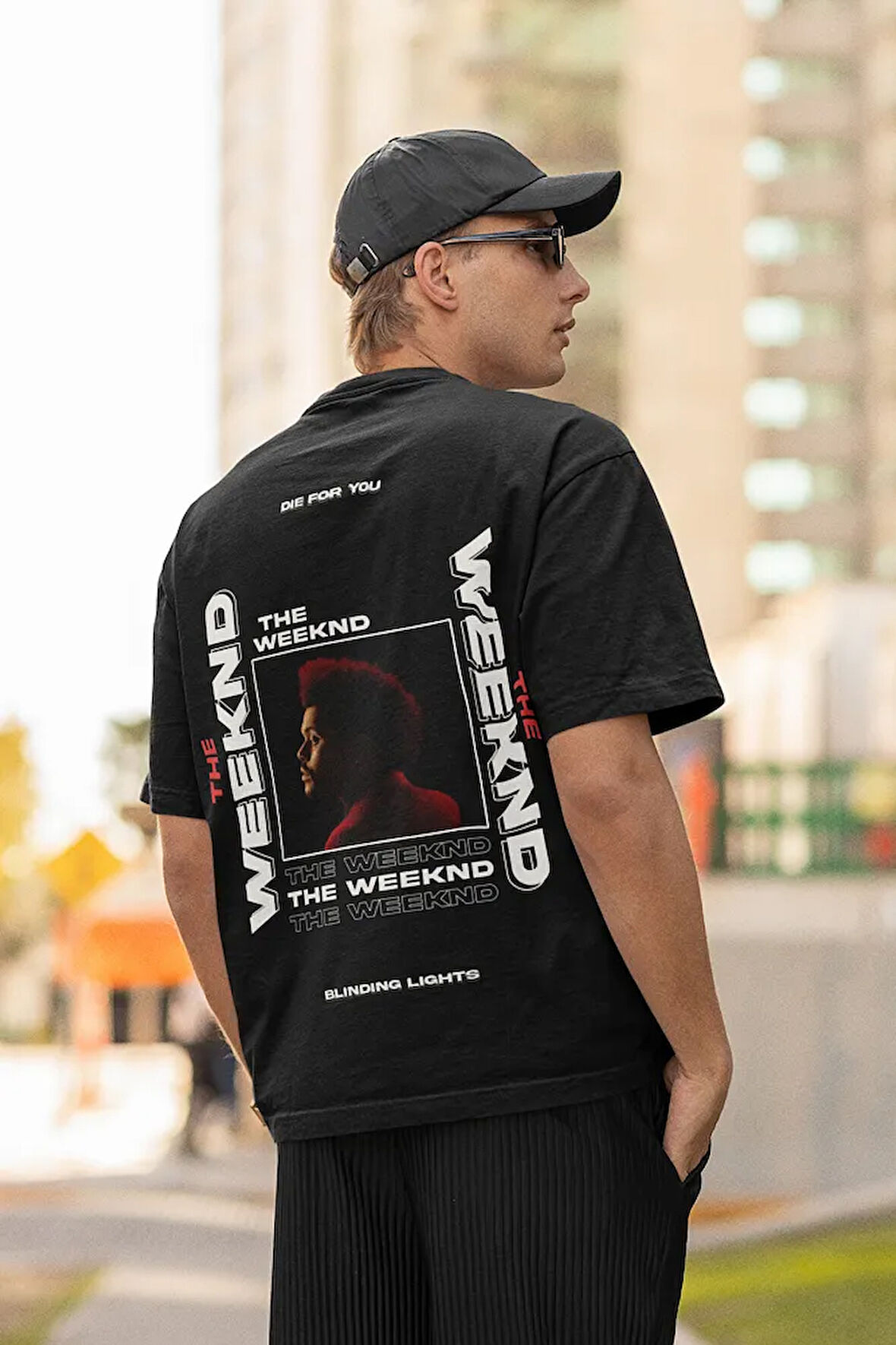 The Weeknd Die For You Baskılı Oversize Rapper Tişört, Unisex Şarkıcı Tişört