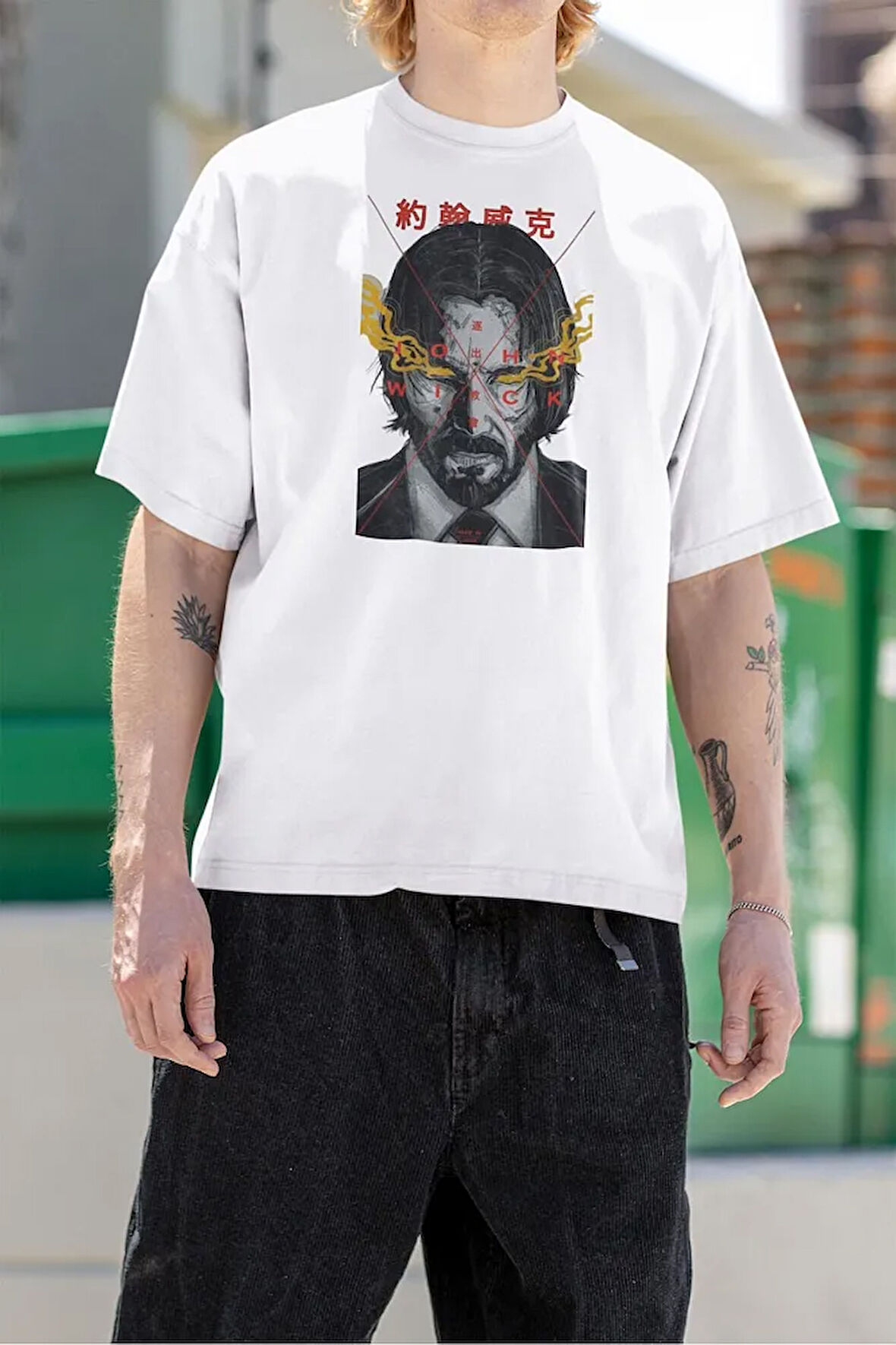 John Wick Tasarım Baskılı Unisex Tişört, Oversize Film Karakter Tişört