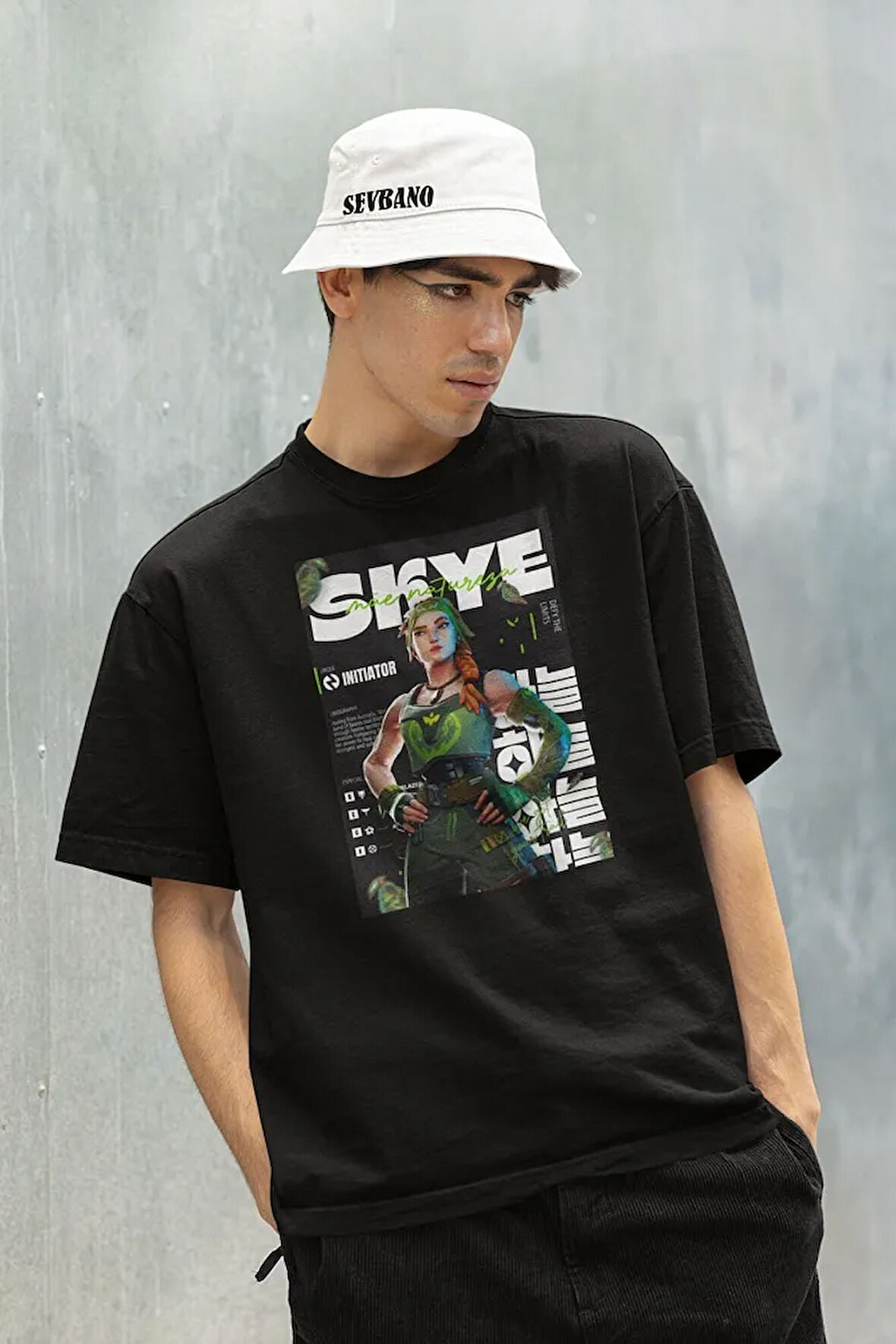 Skye Oyun Karakteri Baskılı Unisex Tişört, Oversize Valorant Tişört