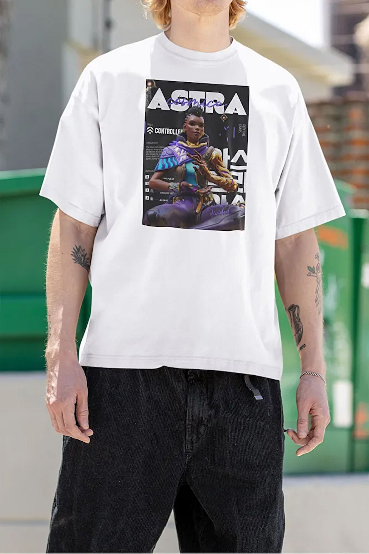 Astrra Controller Baskılı Unisex Oversize Vallorant Tişört