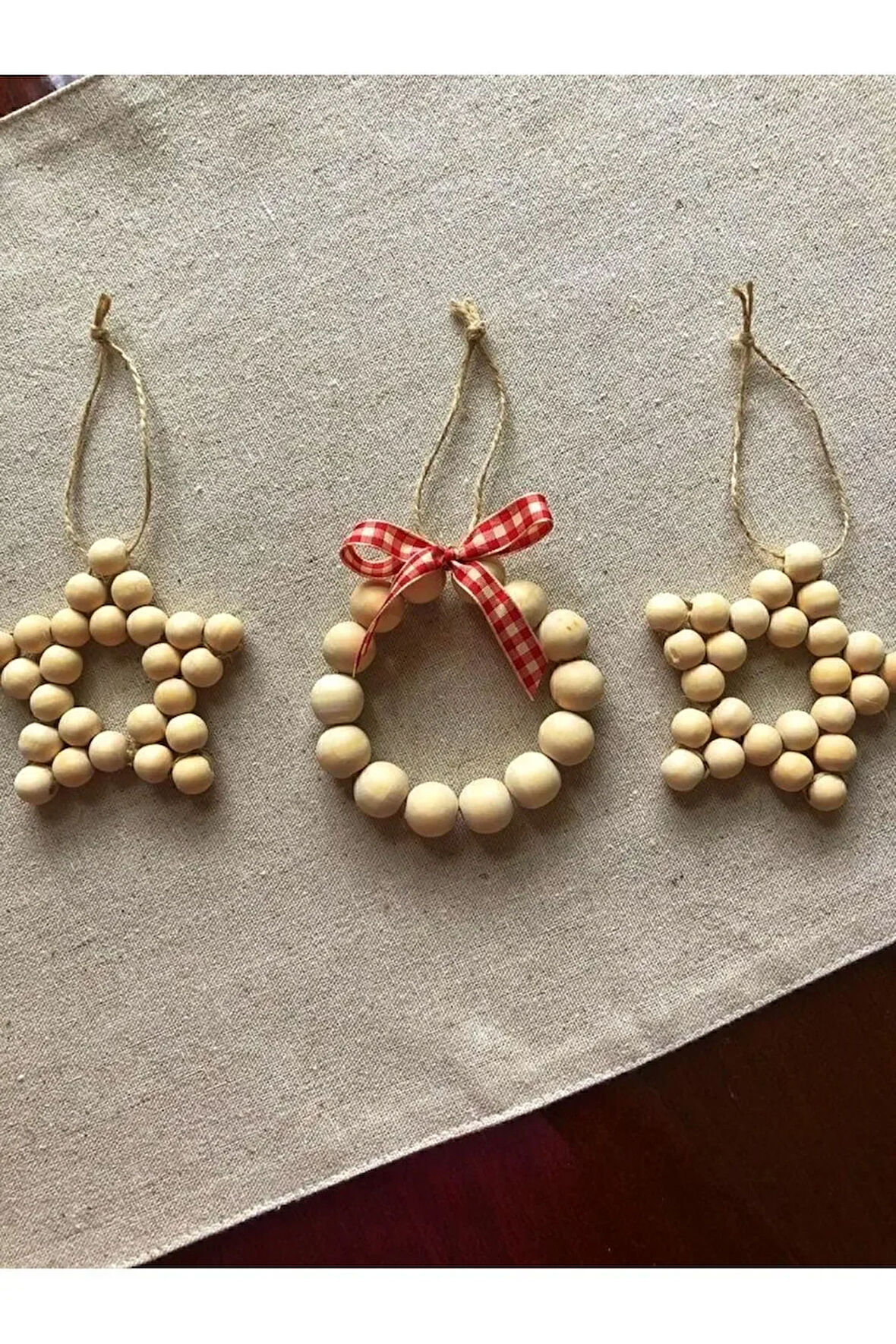 Dekoratif Ahşap Boncuklu Yıldız Set 3’lü, Kapı Duvar Mutfak Bebek Odası Bohem Süs
