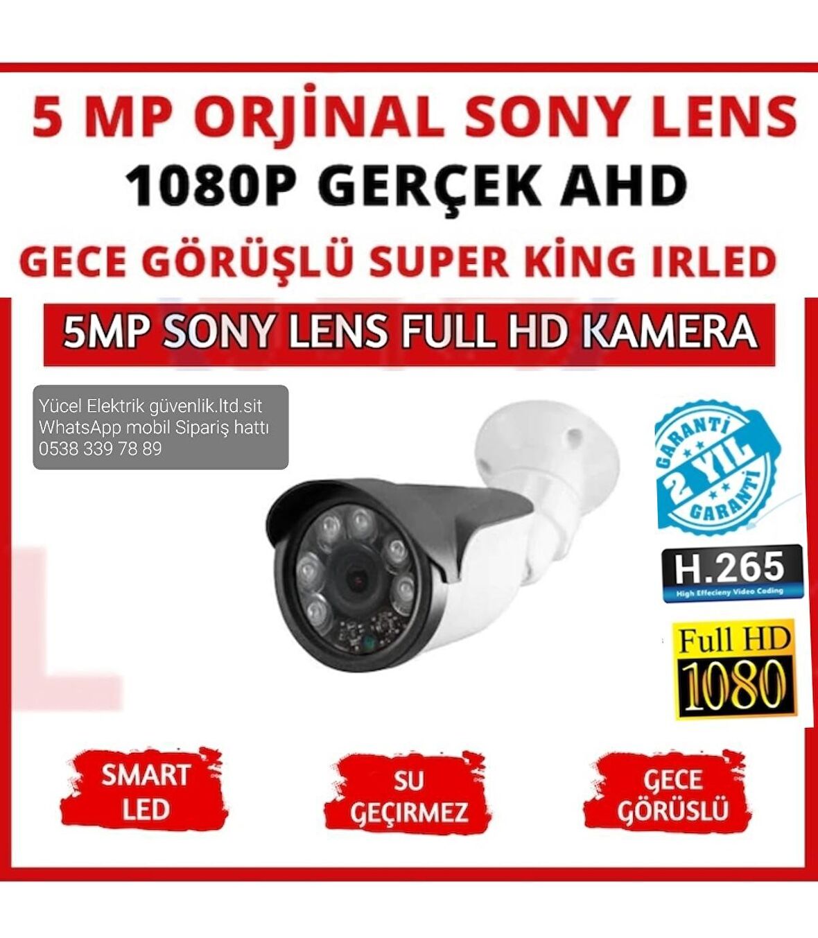 5 MP SONY LENS 6 ATOM LED GÜNDÜZ 200 METRE GECE 40 METRE KARE GÖRÜŞ MESAFESI NET OTOMATİK SENSÖRLÜ YÜKSEK ÇÖZÜMLÜ YÜZ TANIMALI HAREKET ALGILAMA SANSÜRLÜ 5 MEGAPİKSEL FULL HD KAMERA NET GÜRÜLTÜ SU GEÇİRMEZ