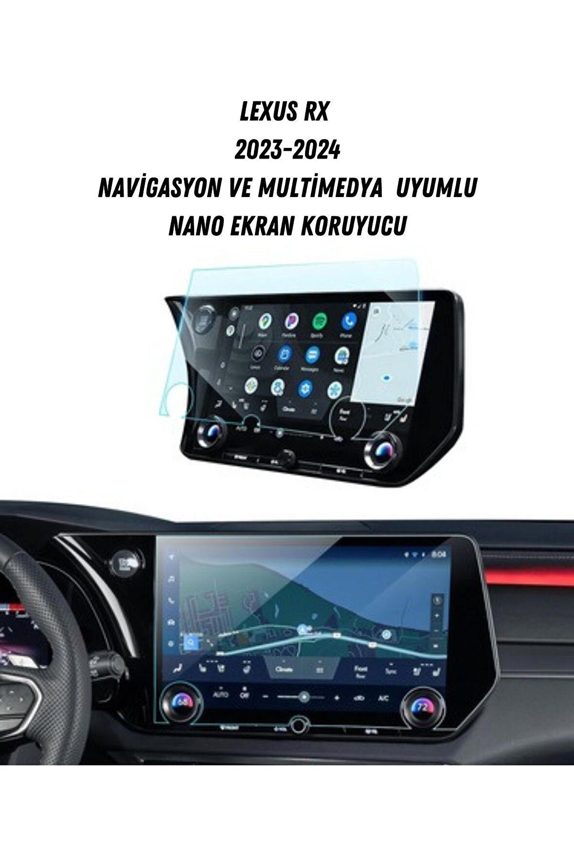 Lexus RX 2023 2024 Navigasyon ve Multimedya Uyumlu Nano Ekran Koruyucu