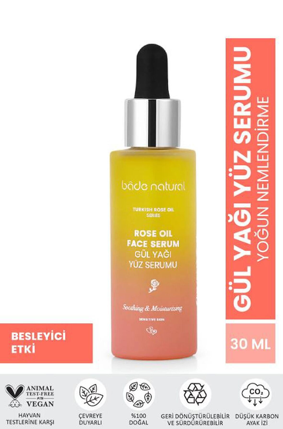 Bade Natural Gül Yağı Rahatlatıcı ve Antioksidan Yüz Serumu 30 ml